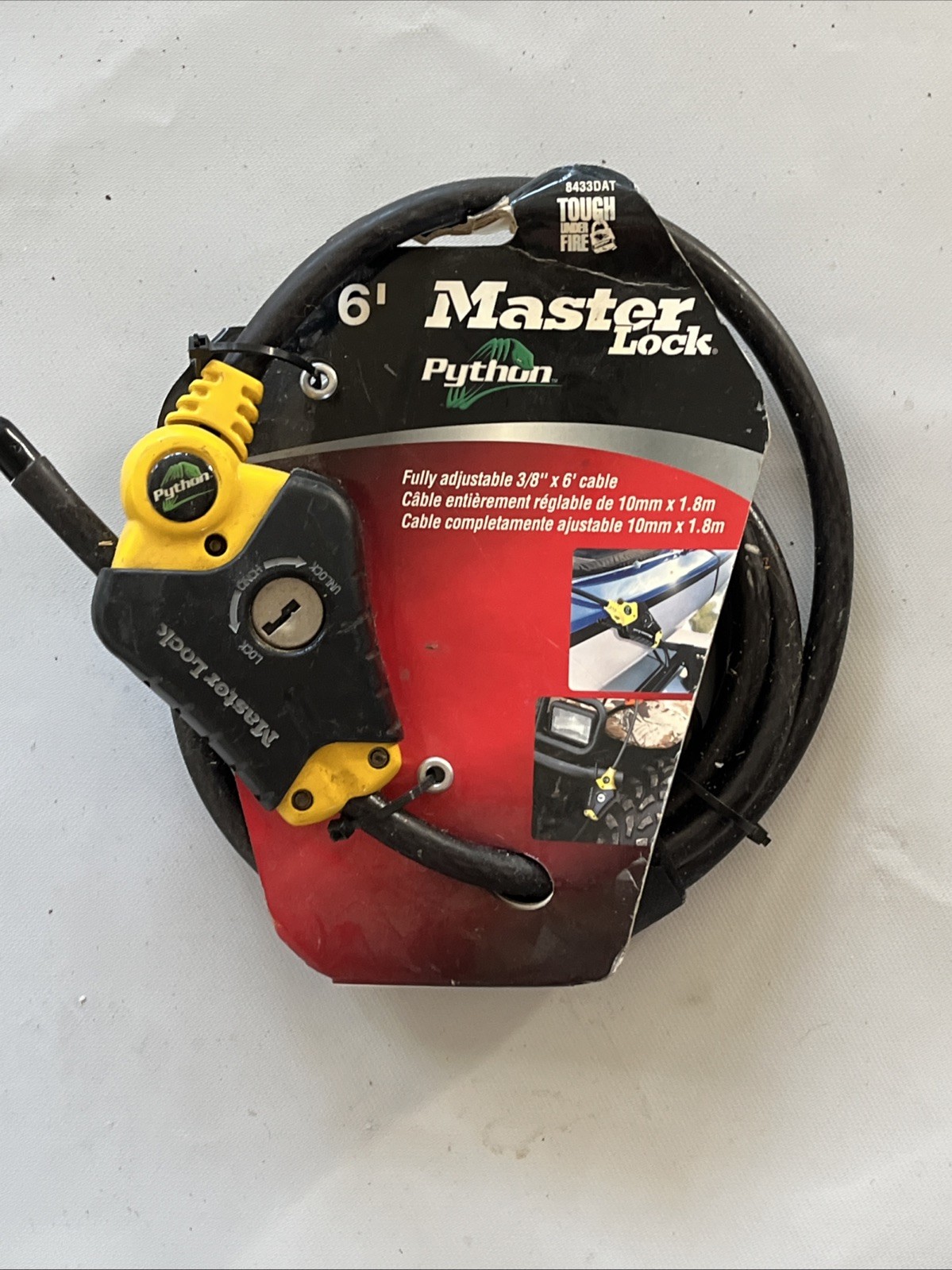 (Qty 2) Master 6' Lock Black Python Cable Lock Key Trail Camera Bikes #3210 LOT