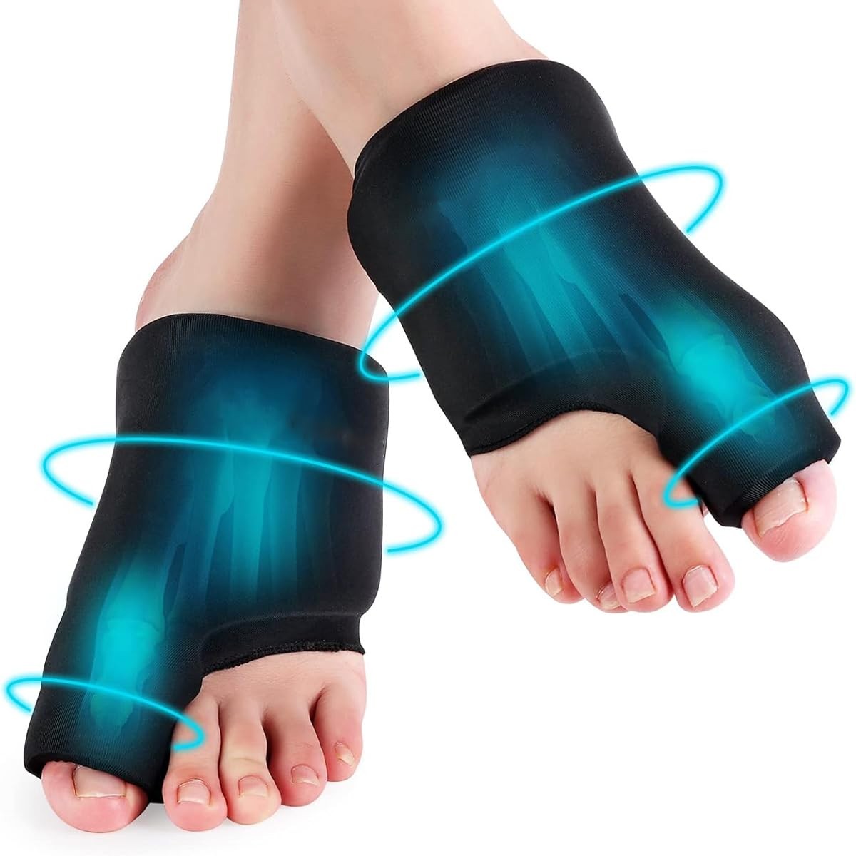 2 Pack Forefoot Toe Ice Pack，Foot Wrap Bunion Corrector for Black