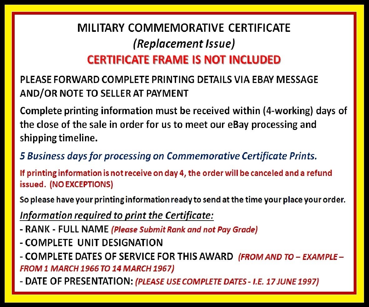 8TH INFANTRY REGIMENT / COMMEMORATIVE - CERTIFICATE OF COMMENDATION