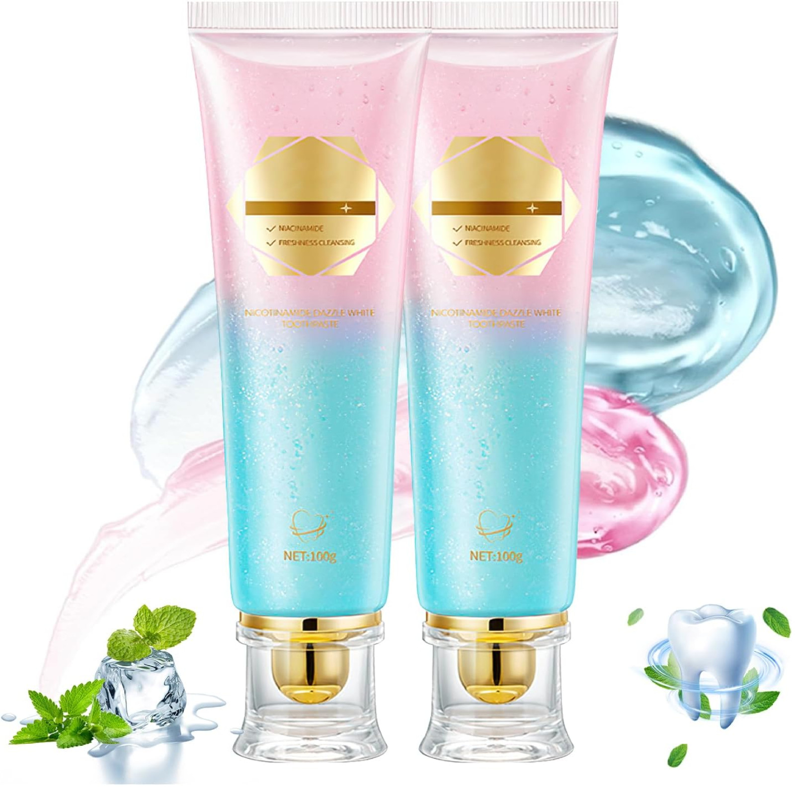 2Pcs Acssart Radiant Whitening Toothpaste,Unismart Toothpaste Whitening,Niacinam