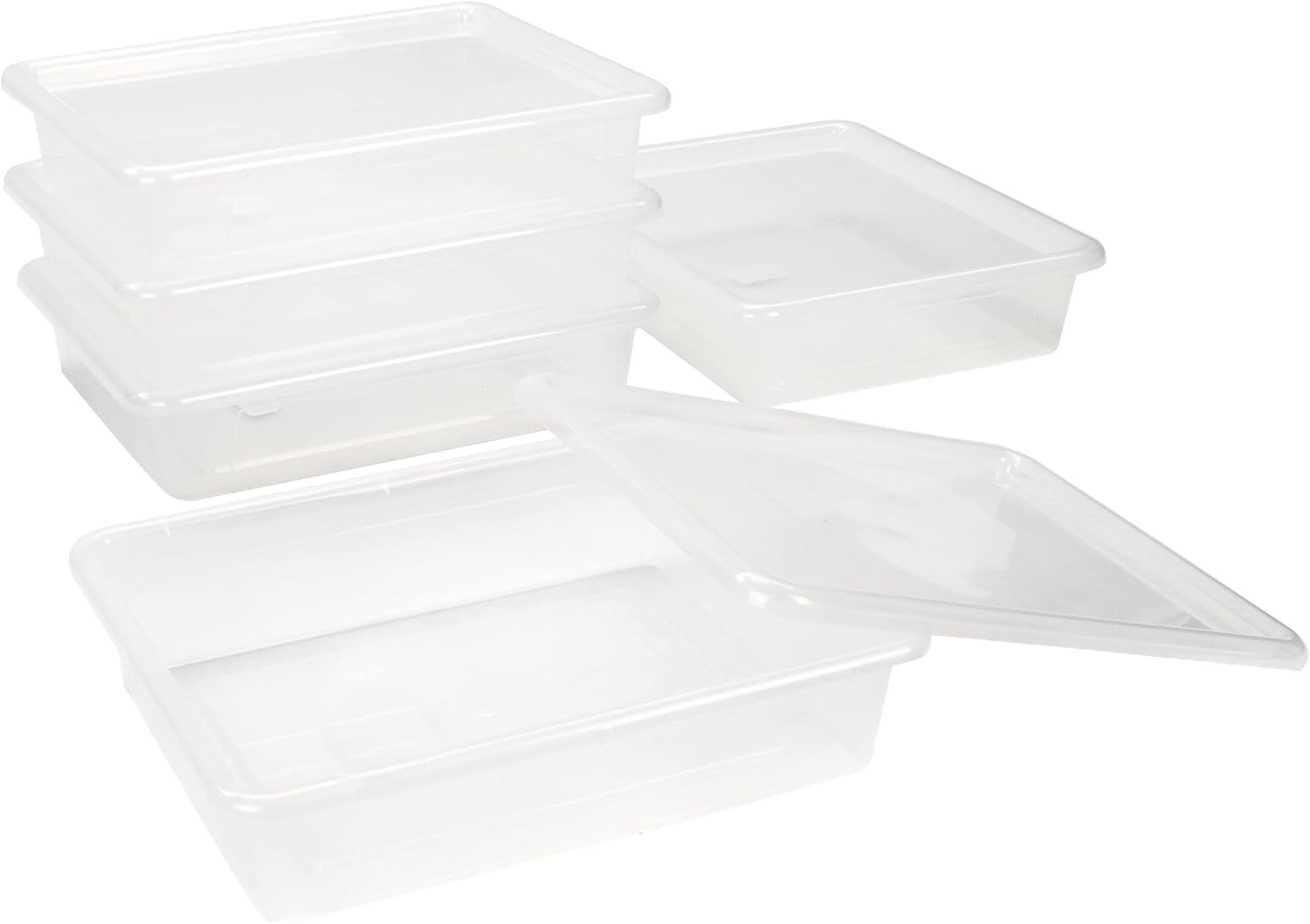 Letter Size Deep Storage Tray – Organizer Bin with Non-Snap Lid for Classroom, O