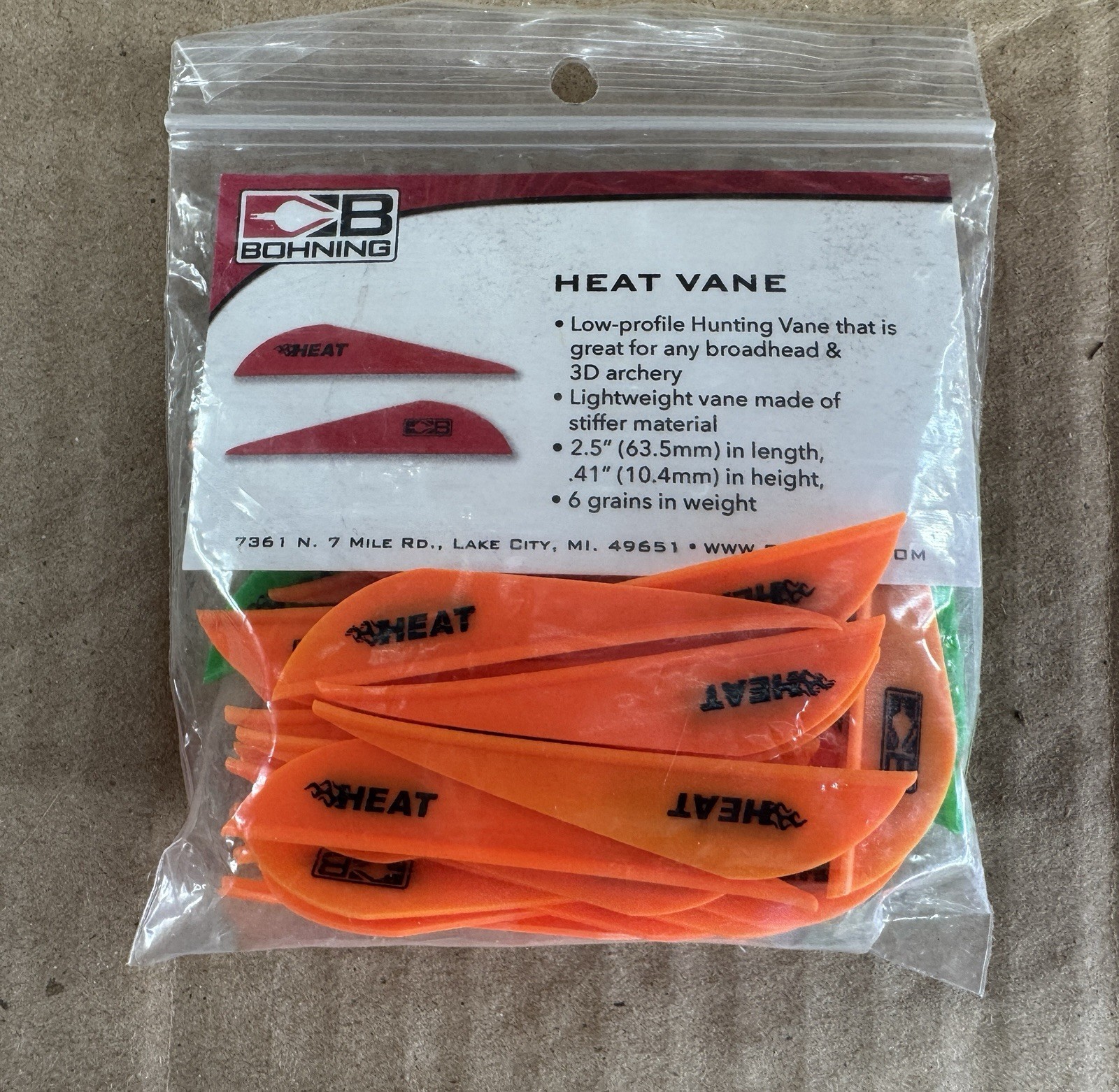 Bohning 2.25-Inch Heat Vane Fletching Vanes Orange And Green