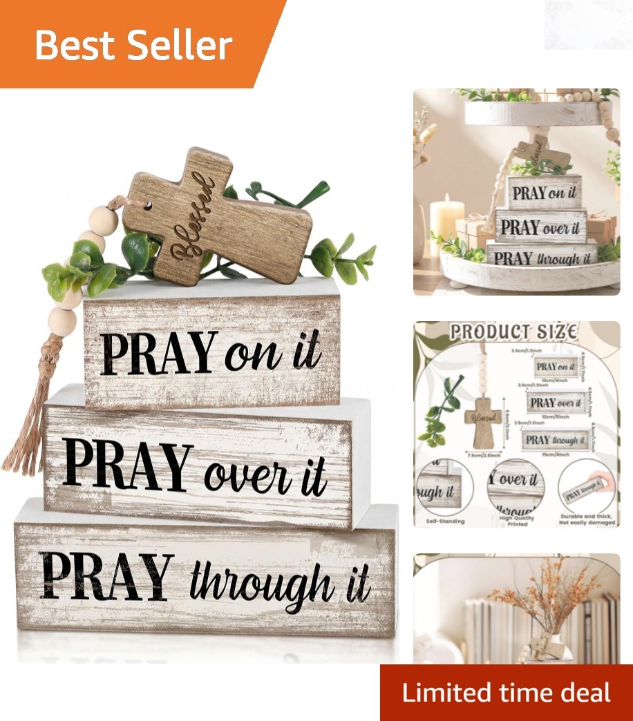 4 Pcs Christian Wooden Cross Bible Verse Sign Tabletop Decor Religious Home Gift