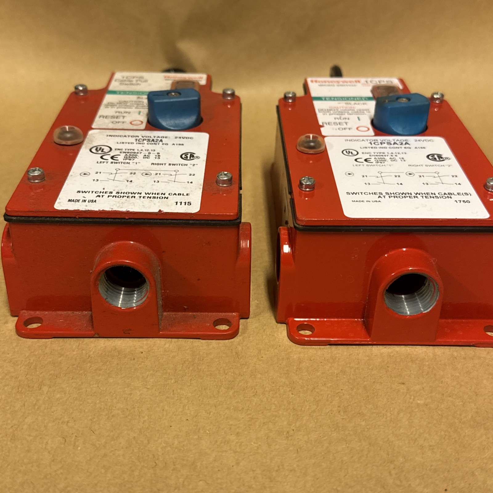 Honeywell 1Cpsa2a Cable Pull Safety Switch Single Head 2No/2Nc 1/2Npt 24Vdc Led