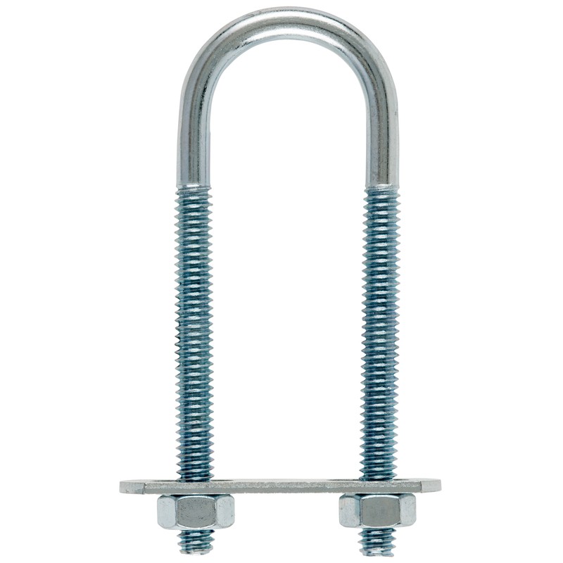 Hampton 1/4in. x 1in. W x 3-1/4in. L Coarse Zinc-Plated Steel U-Bolt 10PK