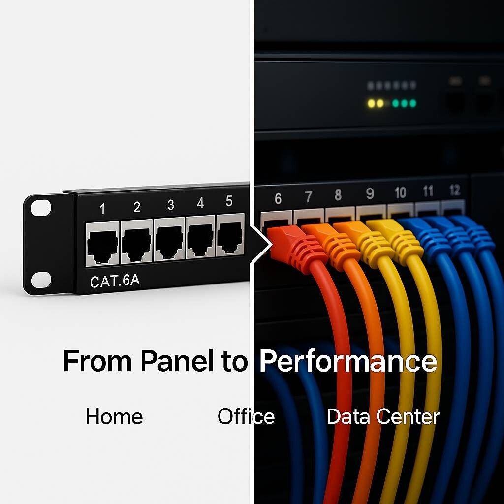 12 Port Cat6A CAT6 CAT5E Shielded Patch Panel 10G Ready Cable Management Metal