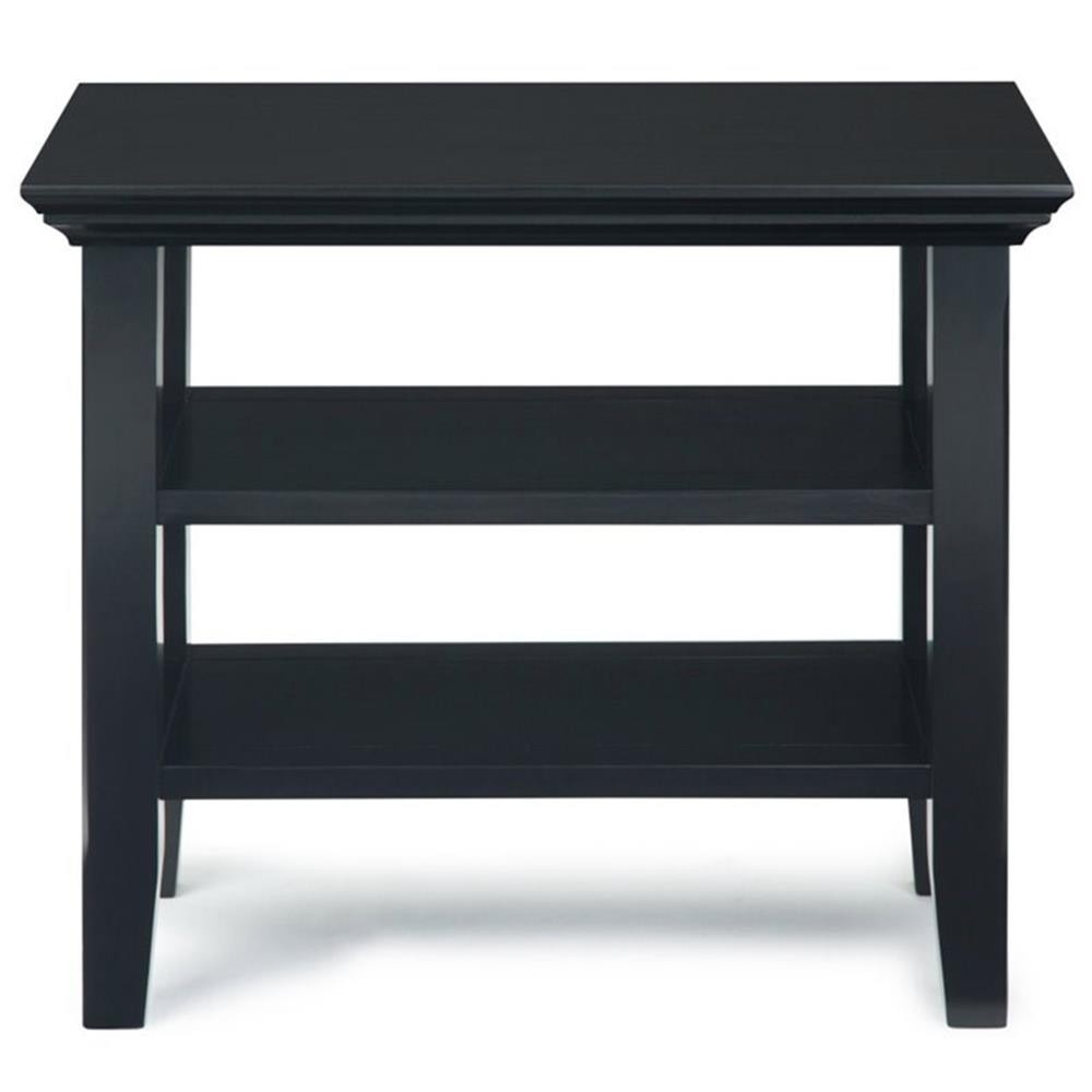 Trent Home Wood 14" Rectangle Transitional Narrow Side Table in Black