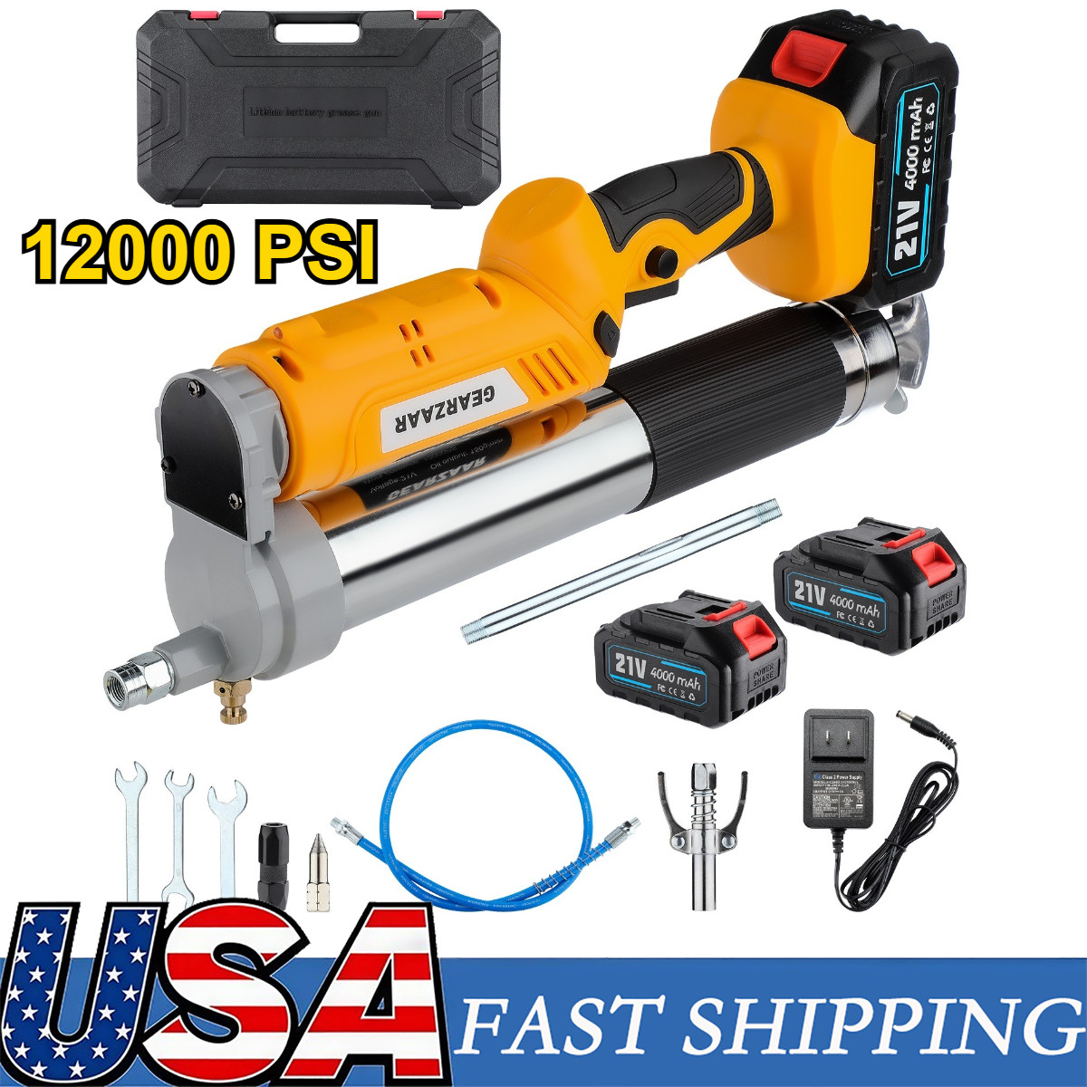 Electric Grease Gun Battery Powered with 40"Hose 12,000 PSI Cordless Grease Gun
