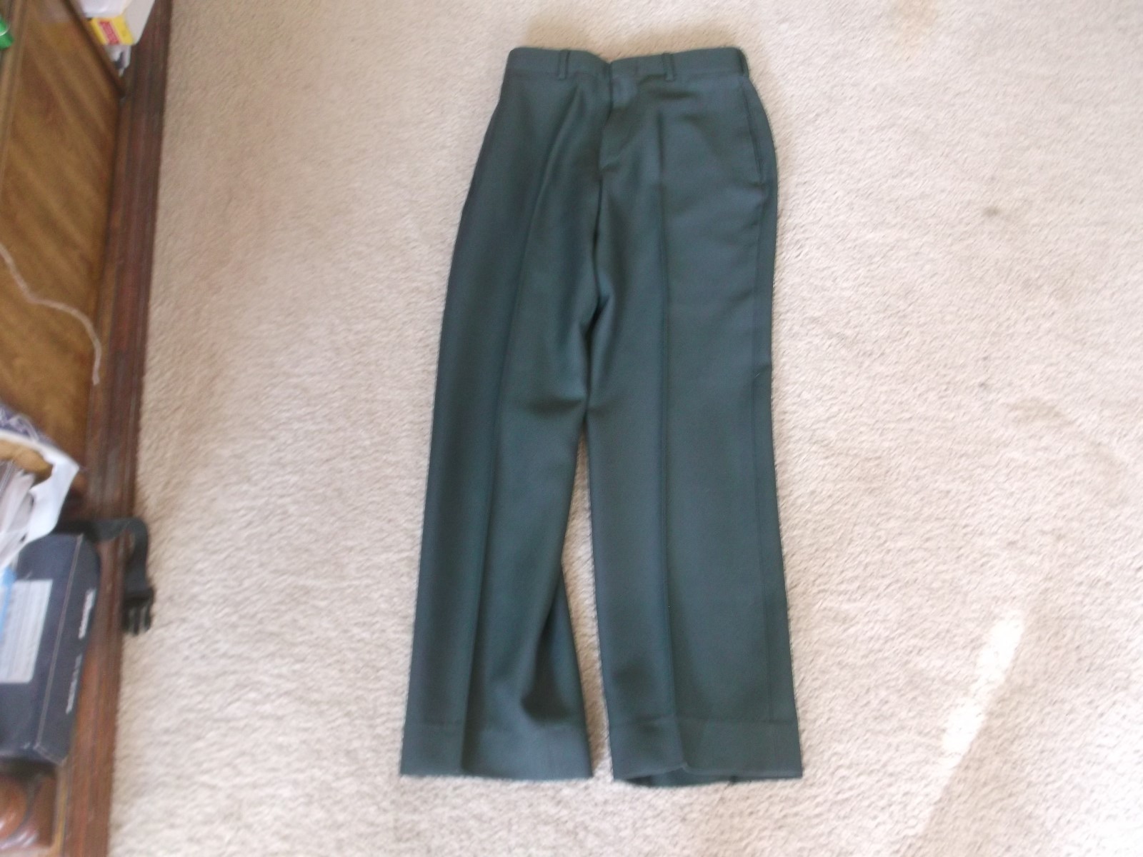 US ARMY MENS GREEN POLYESTER PANTS SZ 27 x 28.5"