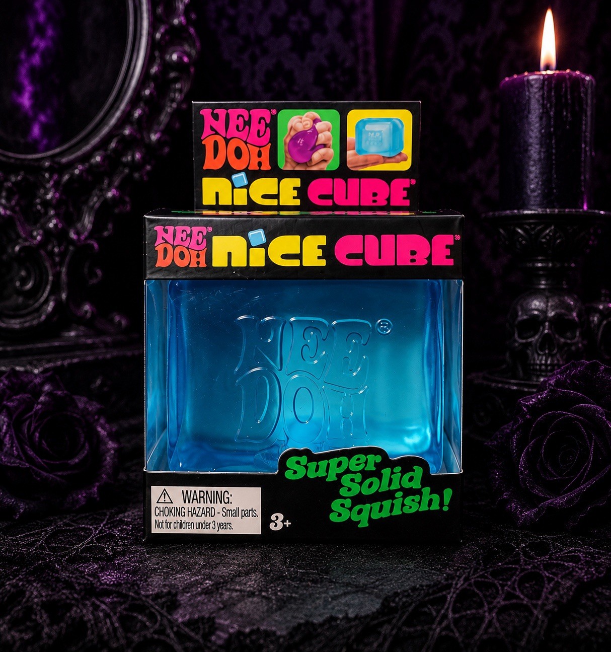 NeeDoh Nice Cube Super Solid Squish Stress Ball Fidget Toy Blue NIP