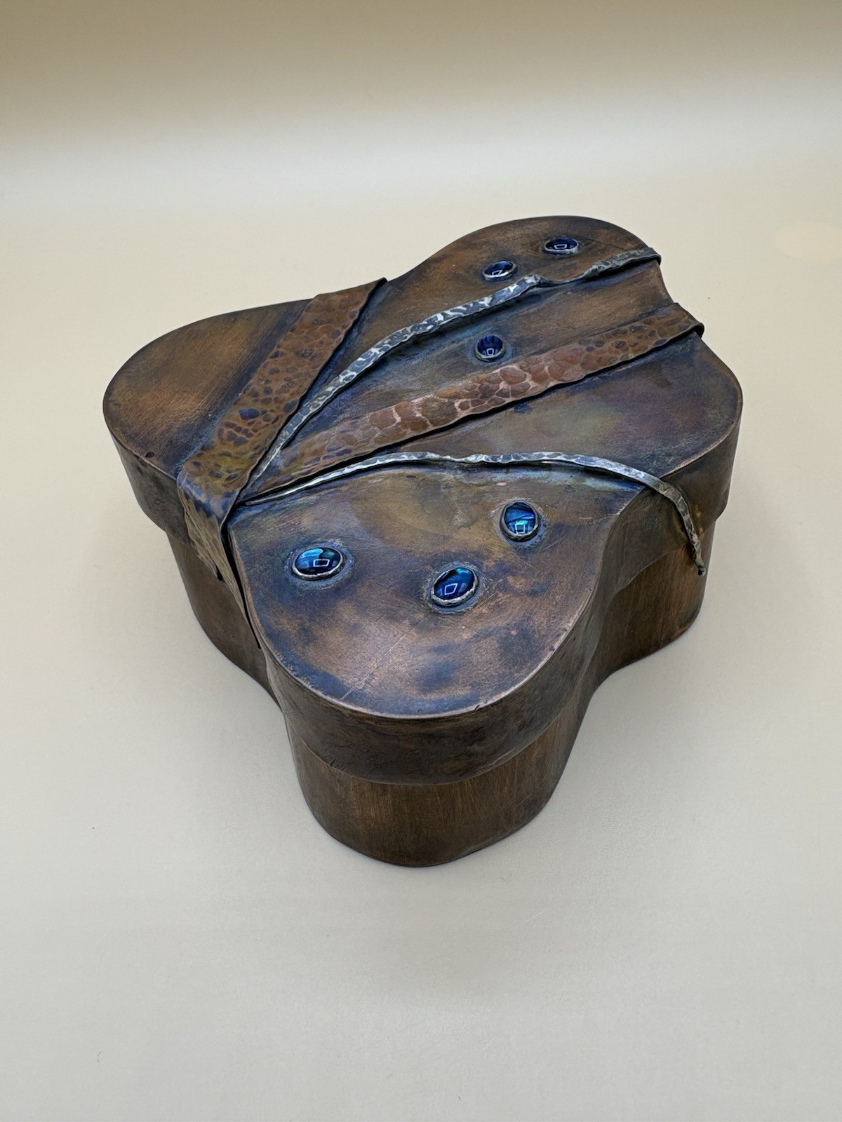 Hand Crafted Lidded Copper Box, Amoeba Shape