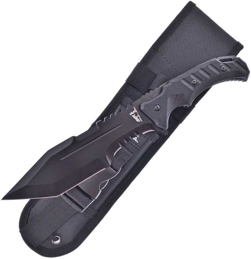 Frost Cutlery Bowie Black G10 Fixed Blade Knife W/Sheath - BKH-025B-G10