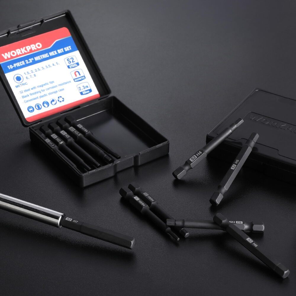 WORKPRO 20PC Magnetic Hex Head Allen Wrench Drill Bit Set Metric SAE Hex Bit Set