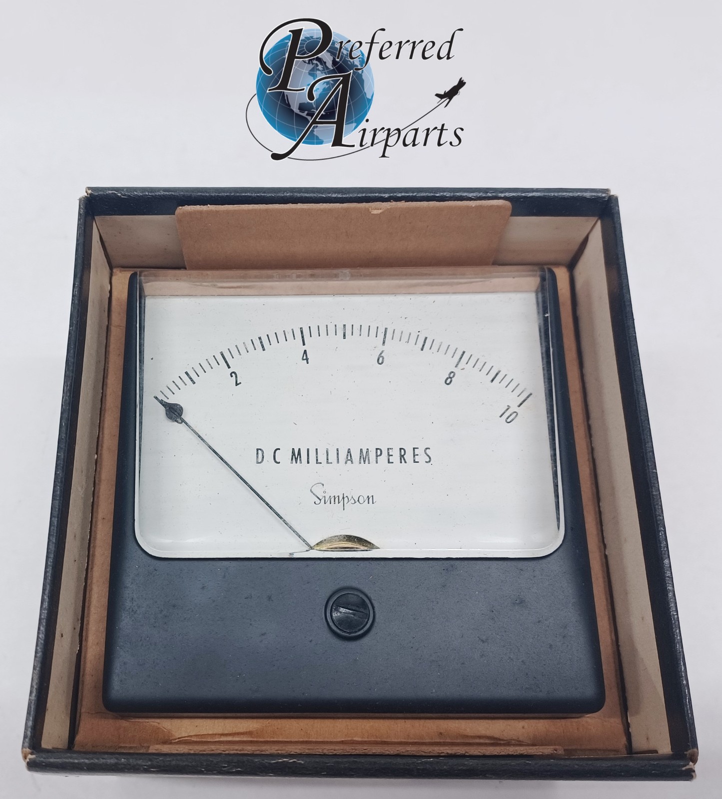 New Surplus Simpson Panel Meter, Wide Vue 0-10 DC Milliamps, p/n Model 1327C