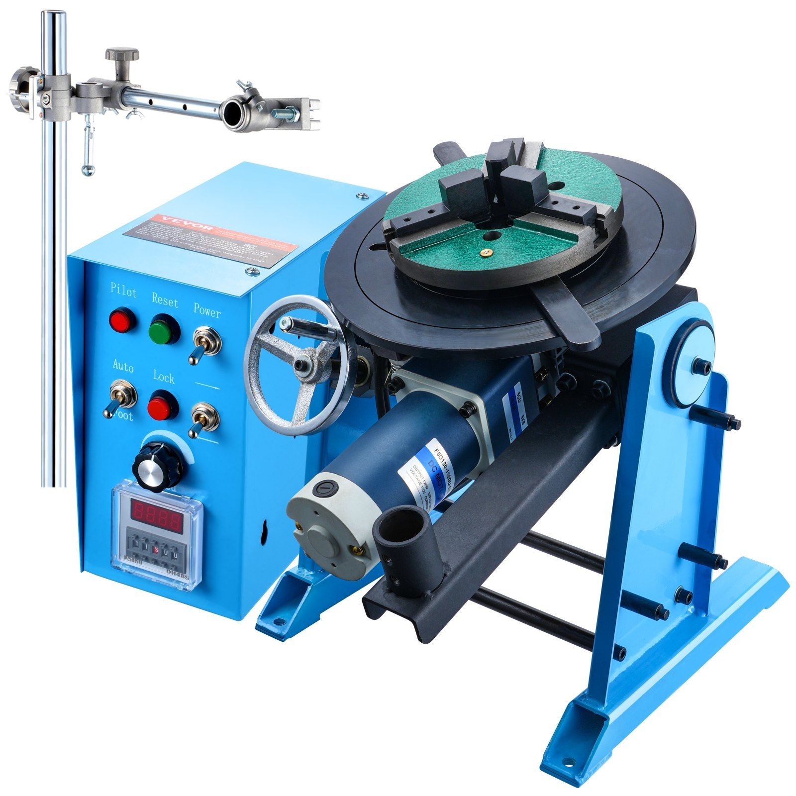 Rotary Welding Positioner 50KG Capacity 0-90° Tilt 3-Jaw Lathe Chuck for Welding