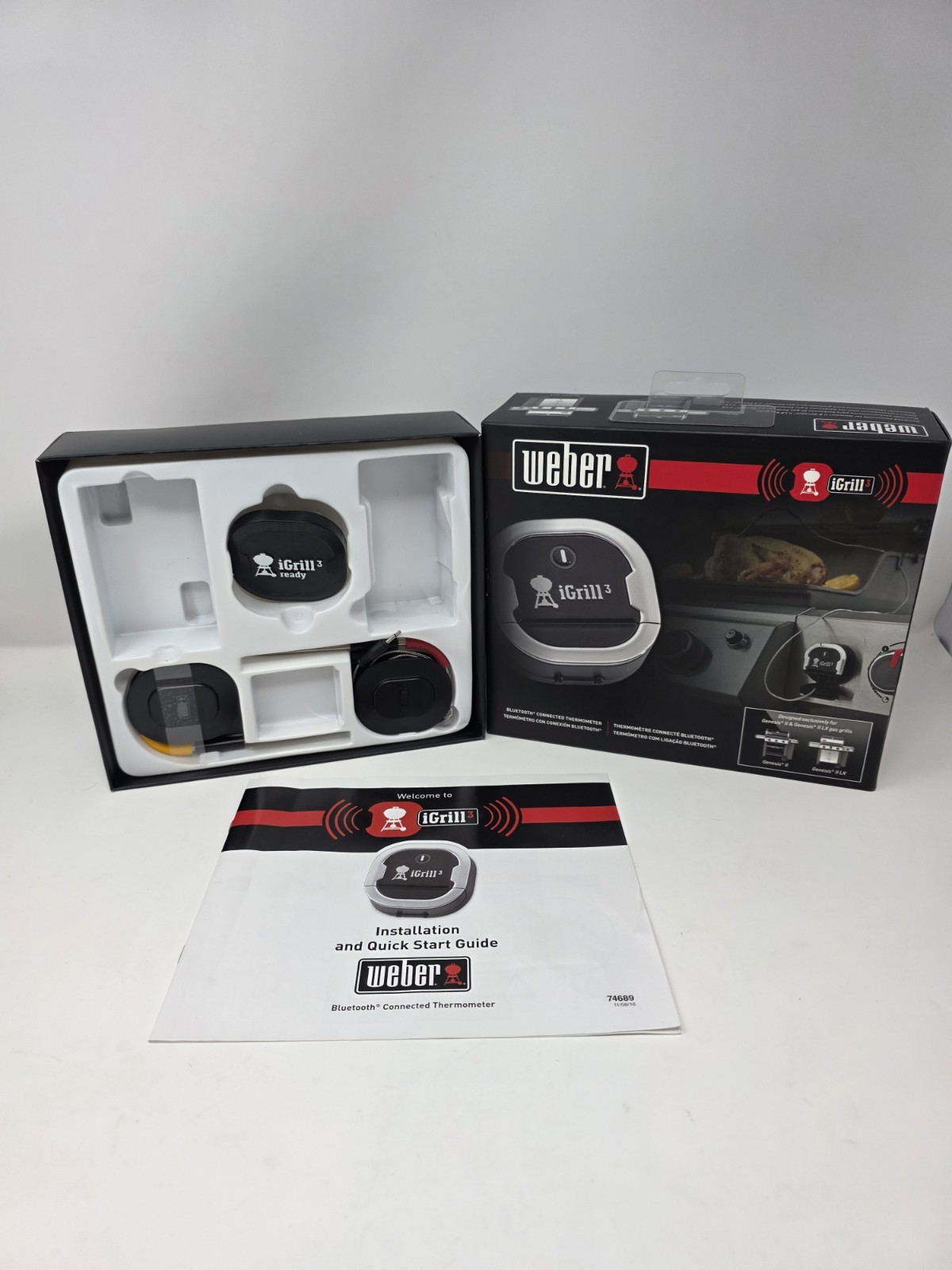 Weber iGrill 3 7204 Meat Probe Lot Box Manual No Base Unit