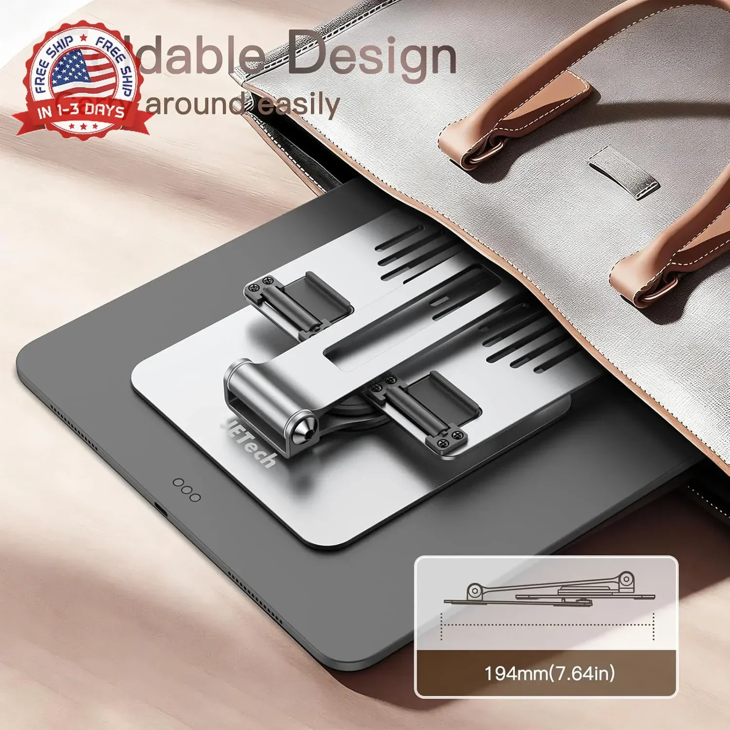 Tablet Stand, Adjustable Swivel Desktop Holder with 360 Degree Rotating B