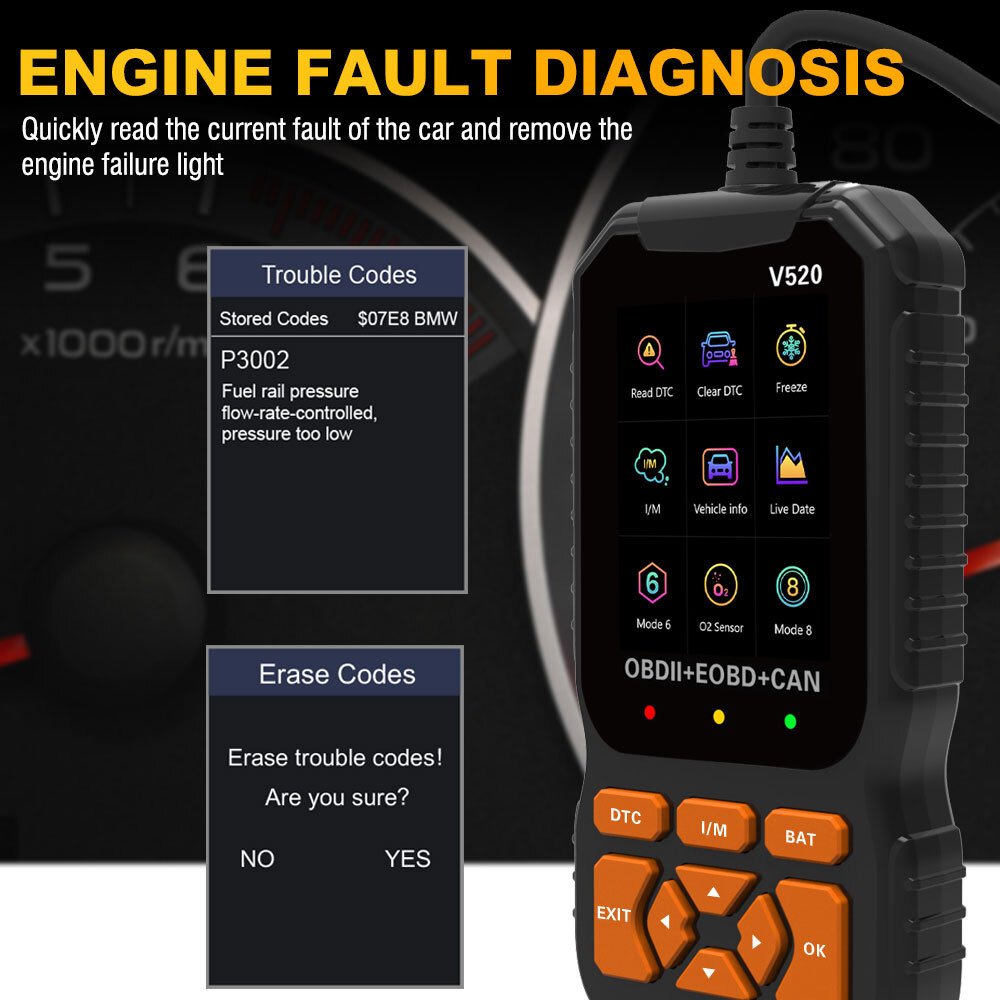 V520 OBD2 Scanner Professional Auto Engine System Automotive Car Diagnostic Tool