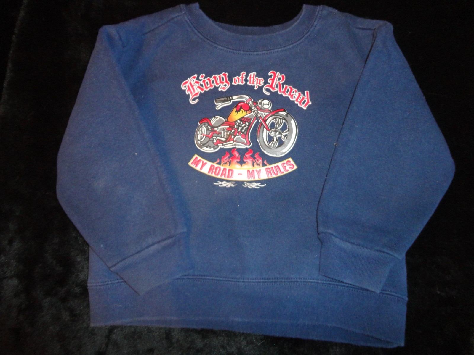 VGC!  BLUE KING OF THE ROAD BIKER SWEATSHIRT SIZE 3T ATHLETIC WORKS