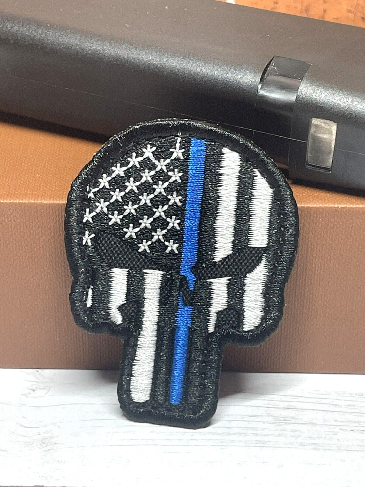 Punisher Patch, Embroidered Skull Tactical Morale Thin Blue Line Punisher Patch