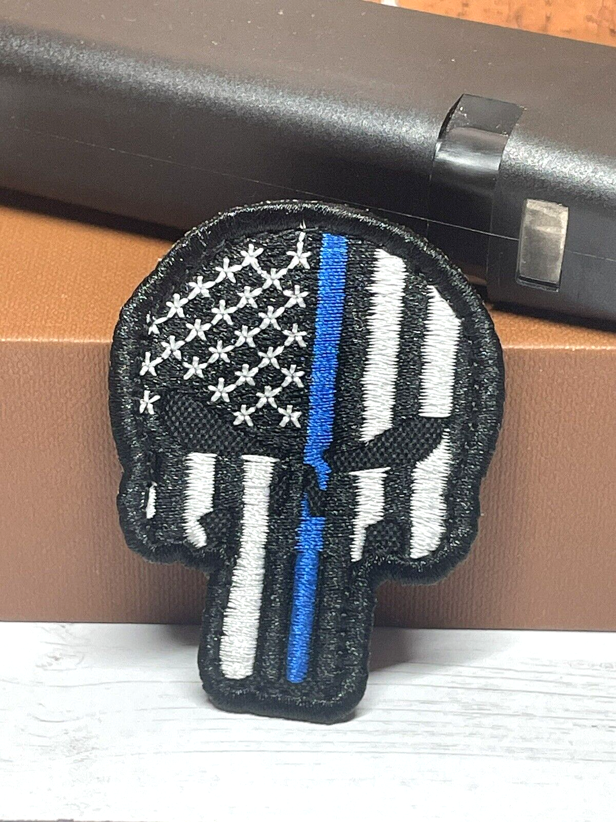 Punisher Patch, Embroidered Skull Tactical Morale Thin Blue Line Punisher Patch