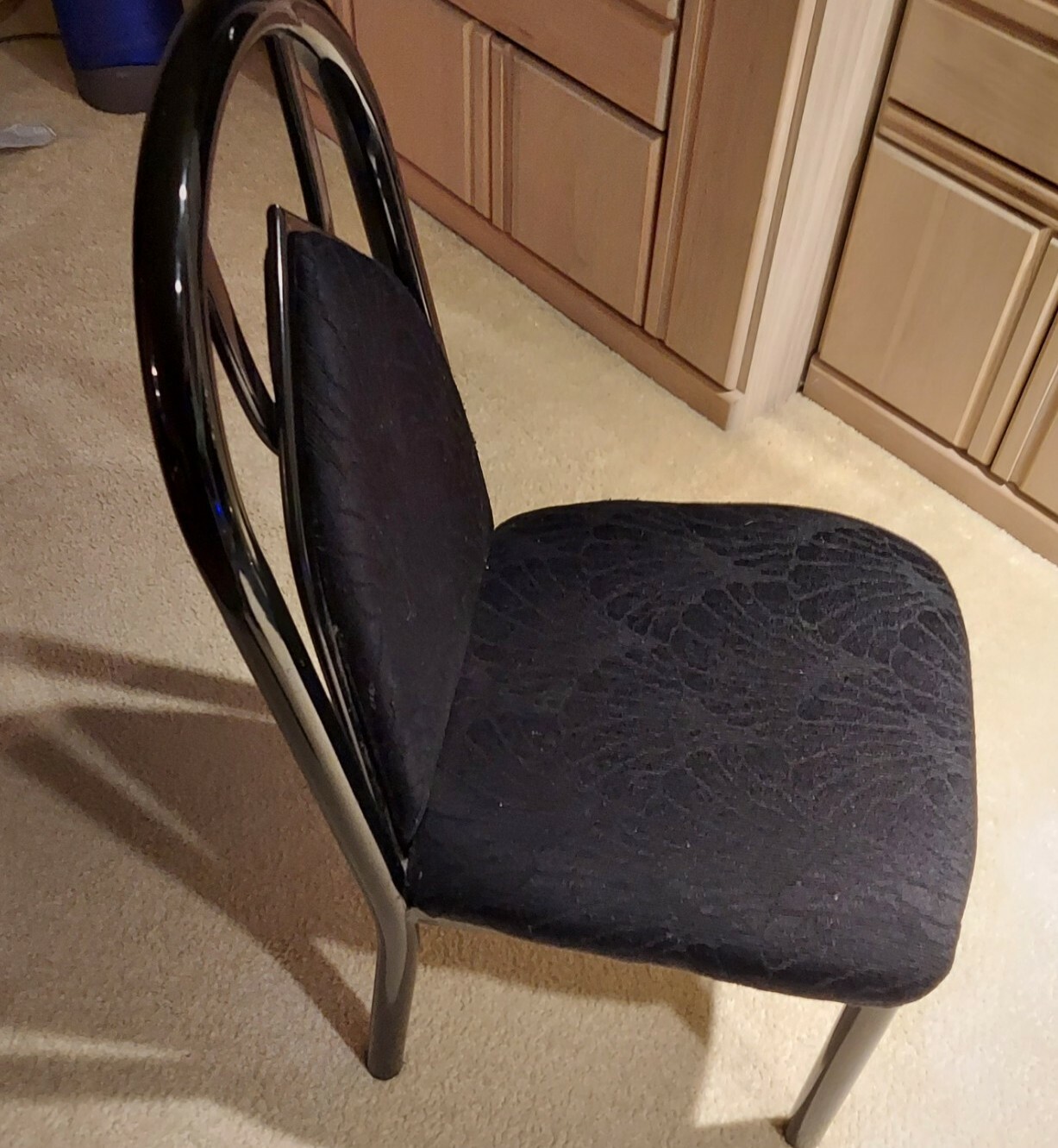 Dining Chairs- (6) Black Metal & Cloth