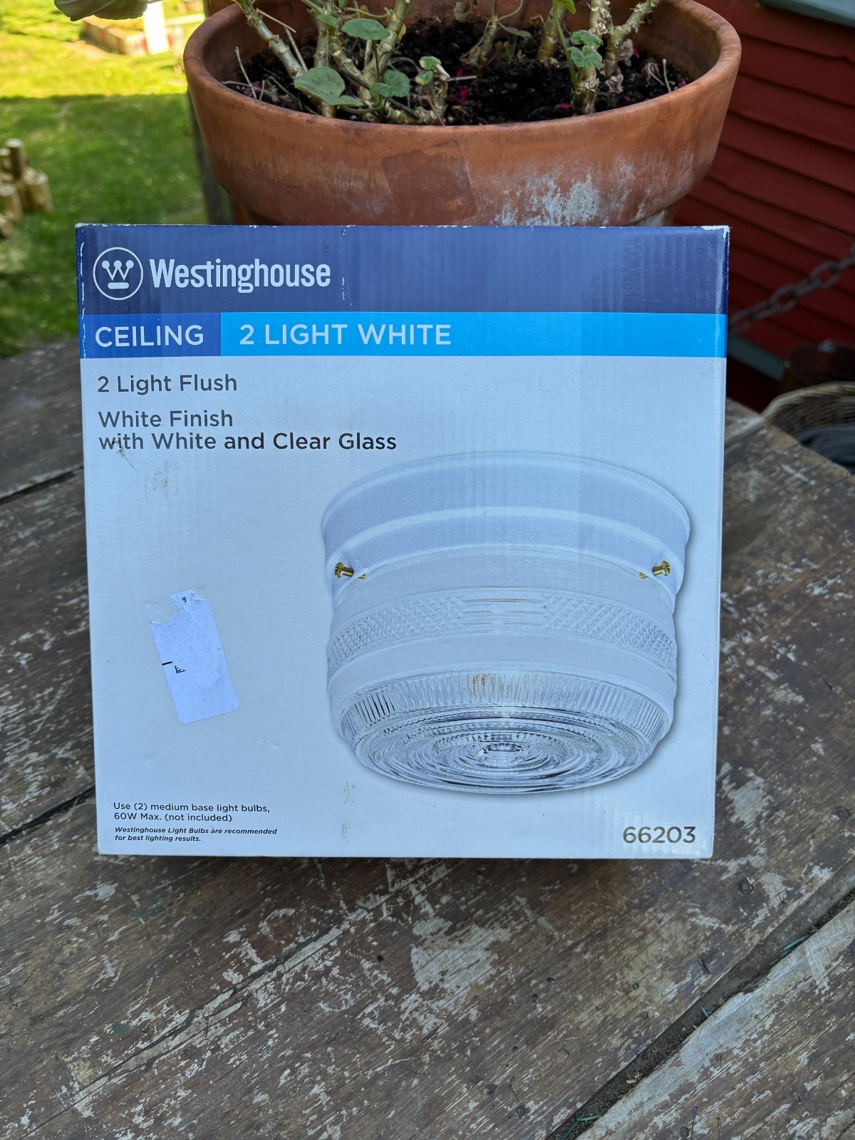 Westinghouse 5.25 in. H X 8.75 in. W X 8.75 in. L White Ceiling Fixture