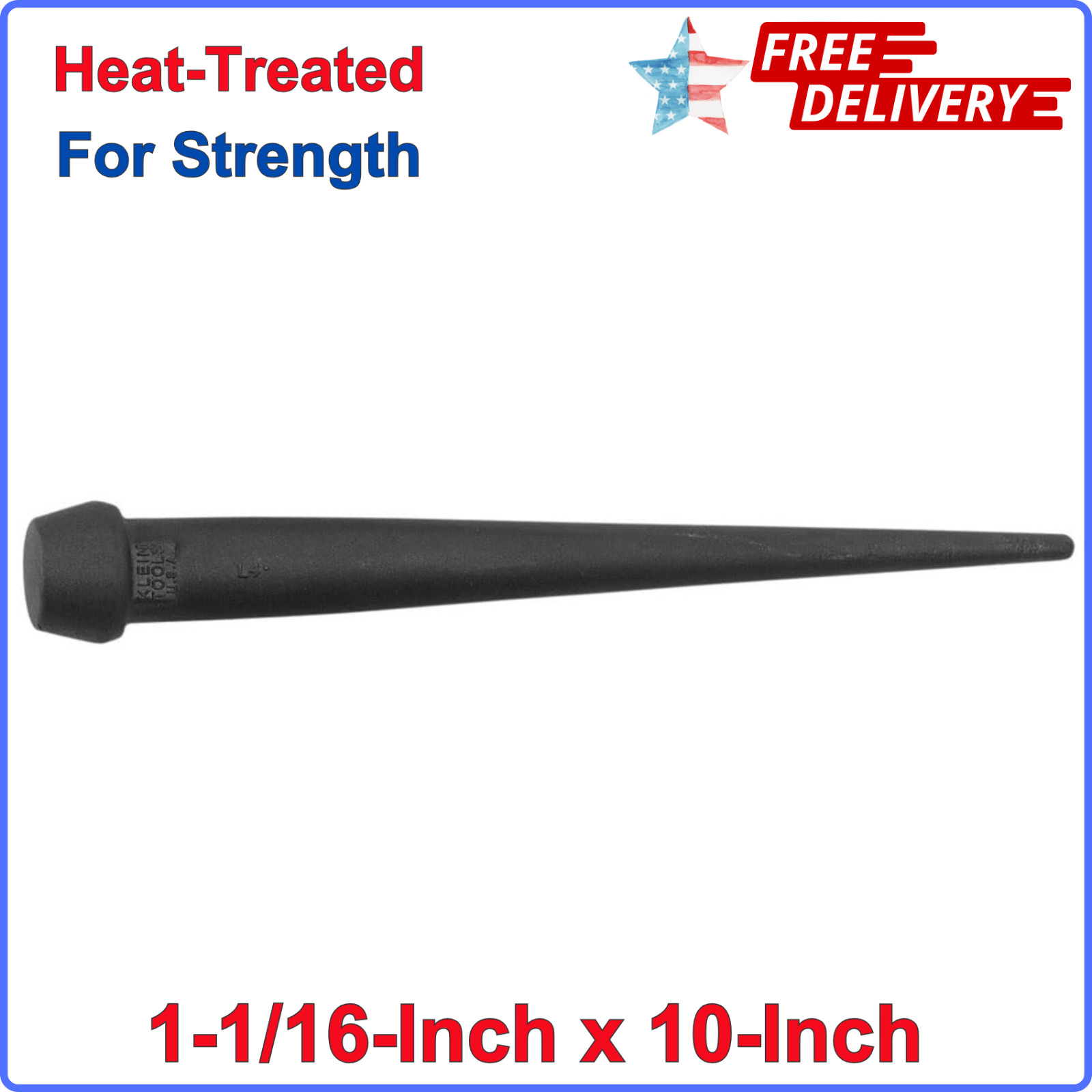 Klein Tools 1-1/16-Inch Broad-Head Bull Pin Made of Forged, Heat-Treaded Steel