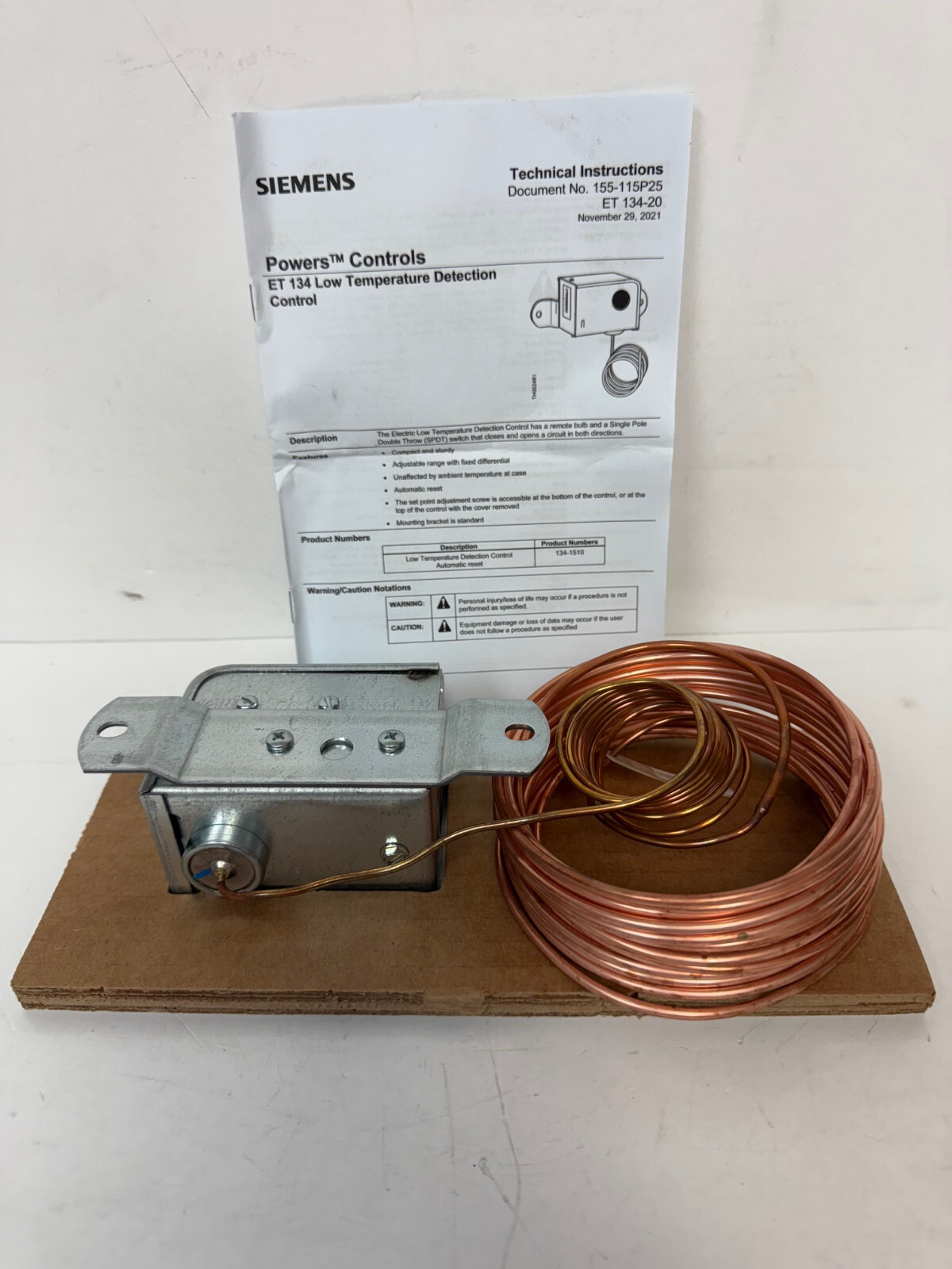 SIEMENS 134-1510 POWERS CONTROL LOW TEMPERATURE CUTOUT CONTROL NEW OPEN BOX