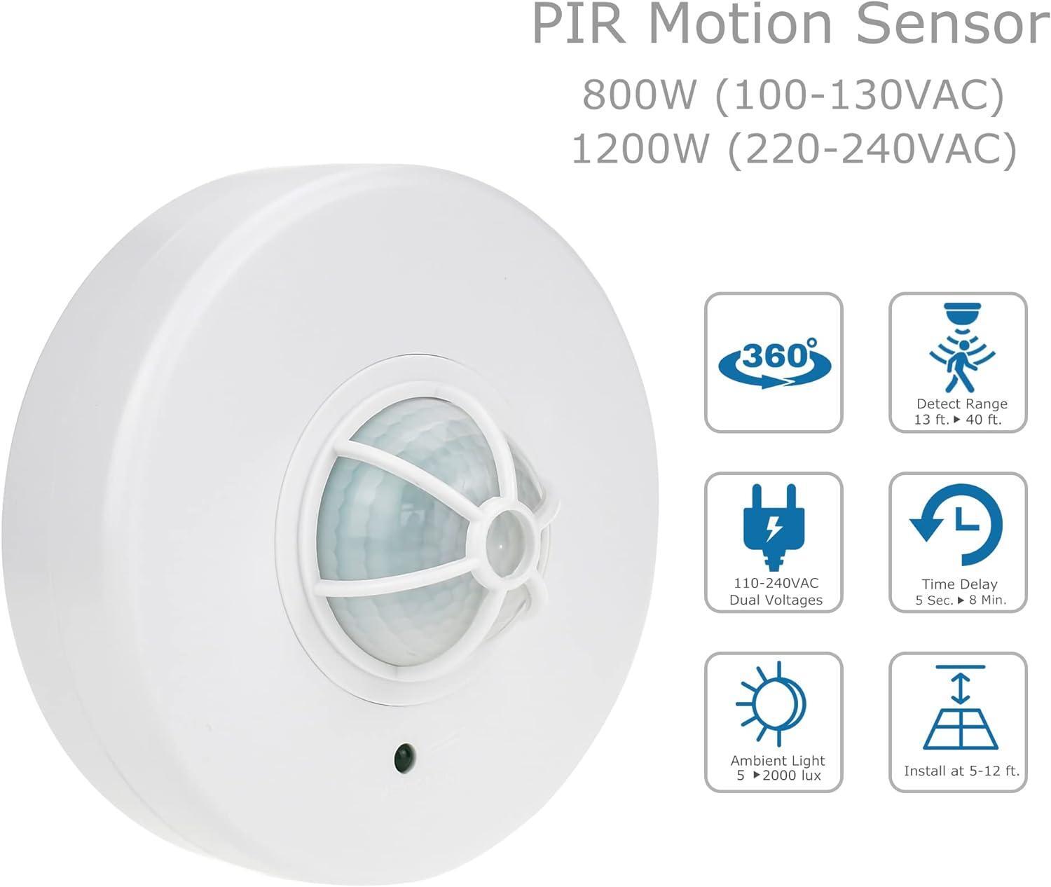 YCA1001 Ceiling Mount PIR Motion Sensor Light Switch, 360 Occupancy Sensor Lamp