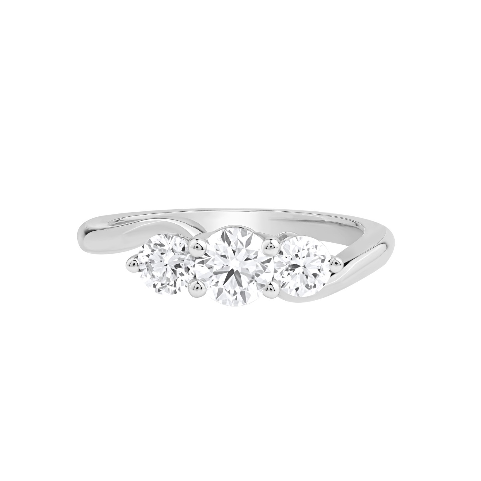 Three Stone Lab Grown Diamond Engagement Ring 1 CT 925 Sterling Silver