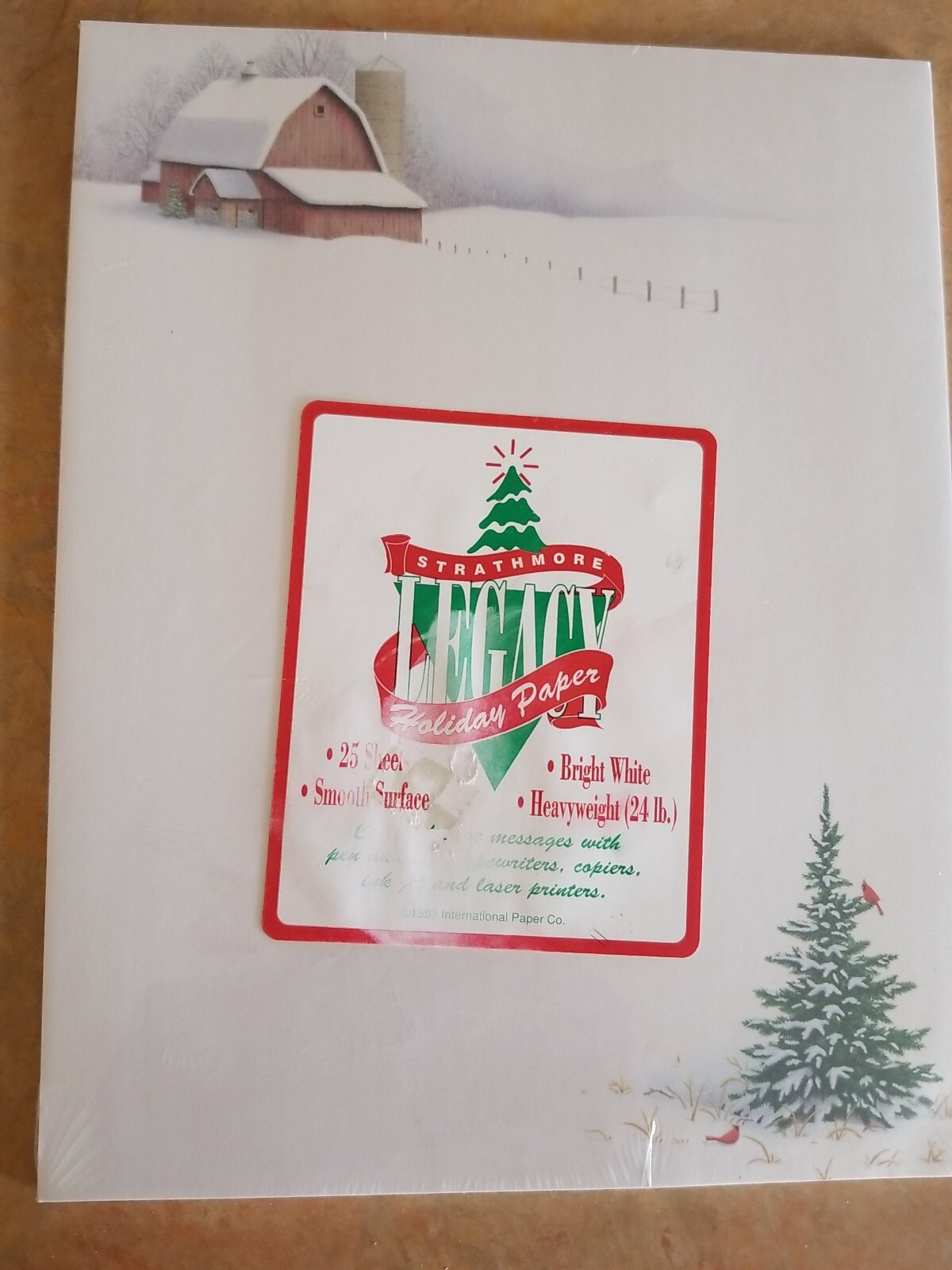 NEW 25 Sheet Christmas Letter PAPER Pack Stationery Holiday Tree Birds Barn