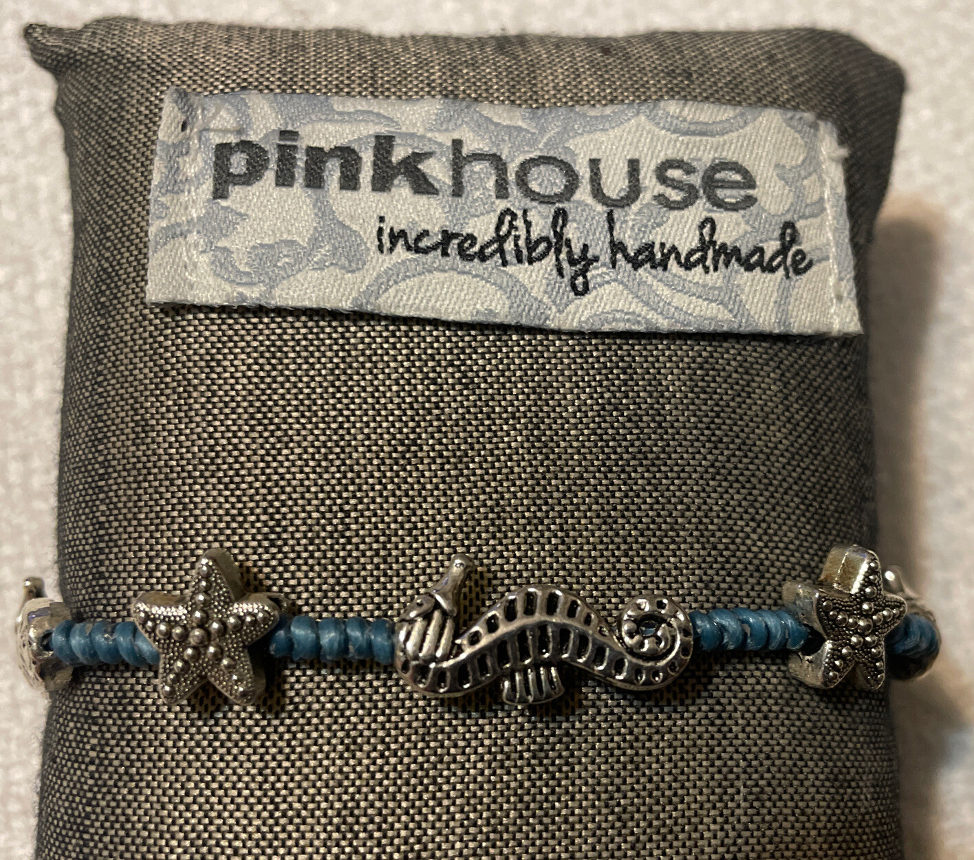 Pink House Incredibly Handmade Bracelet Turquoise With Silver Starfish