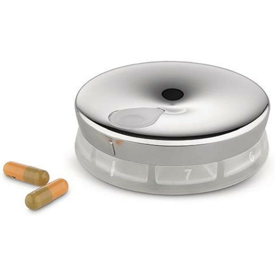 Alessi "Yo Yo" 18/10 Stainless Steel Pill Box / Weekly Pill Holder
