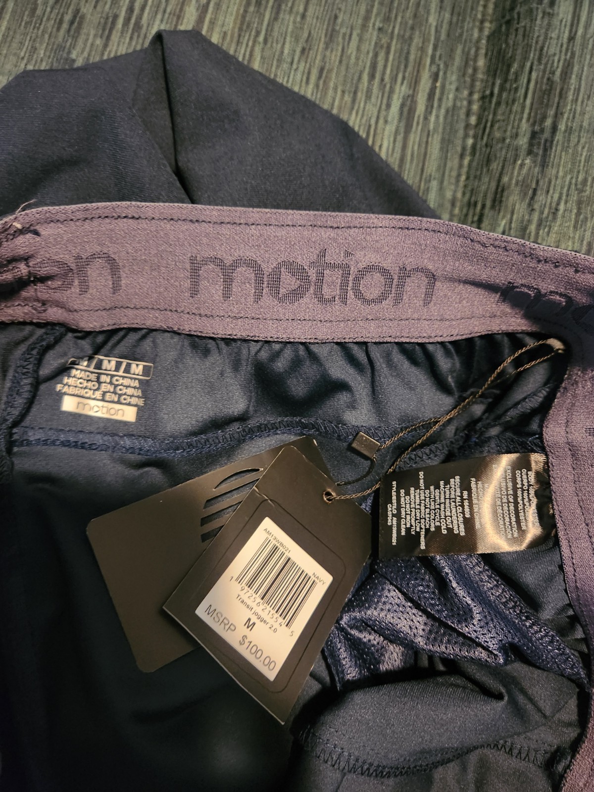 Motion Mens Transit Jogger Pants Lightweight Zip Pockets SzM
