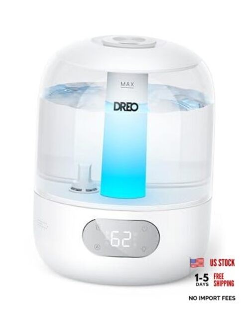 DREO Humidifiers for Bedroom, 3L Top Fill 30H & 26dB Quiet Runtime Pearl White