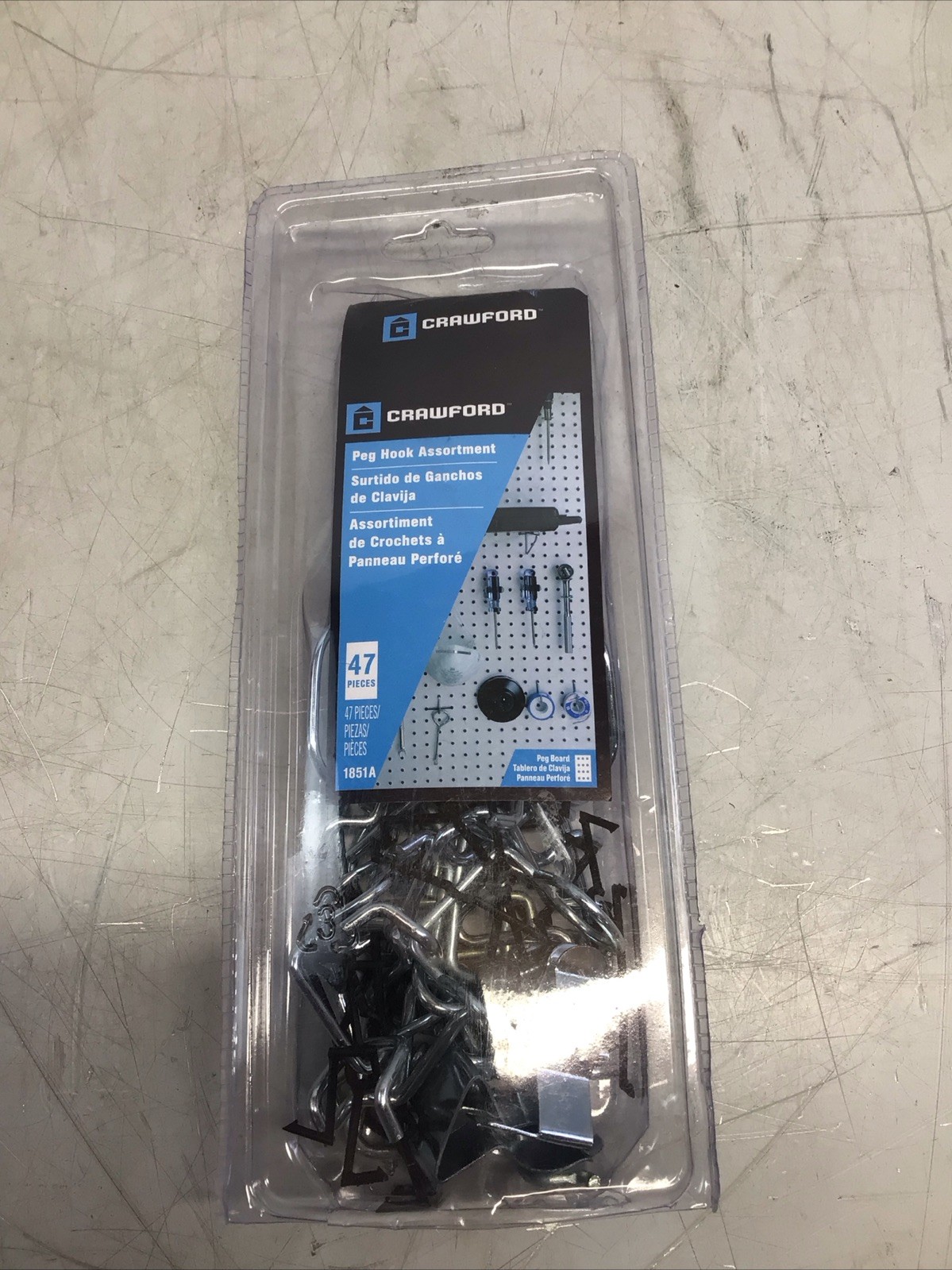 Crawford 1851A Silver Peg Hook for 1/8 & 1/4 in. Pegboard 1-5/8 H x 4-1/4 W in.