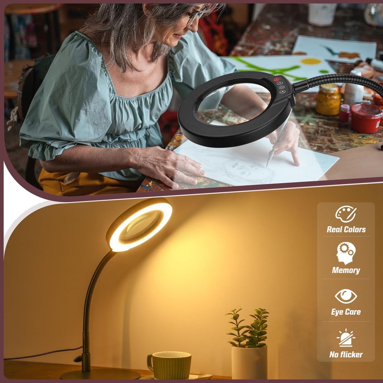 High-Definition 10X Magnifying Lamp: Space-Saving Design with Versatile Lighting