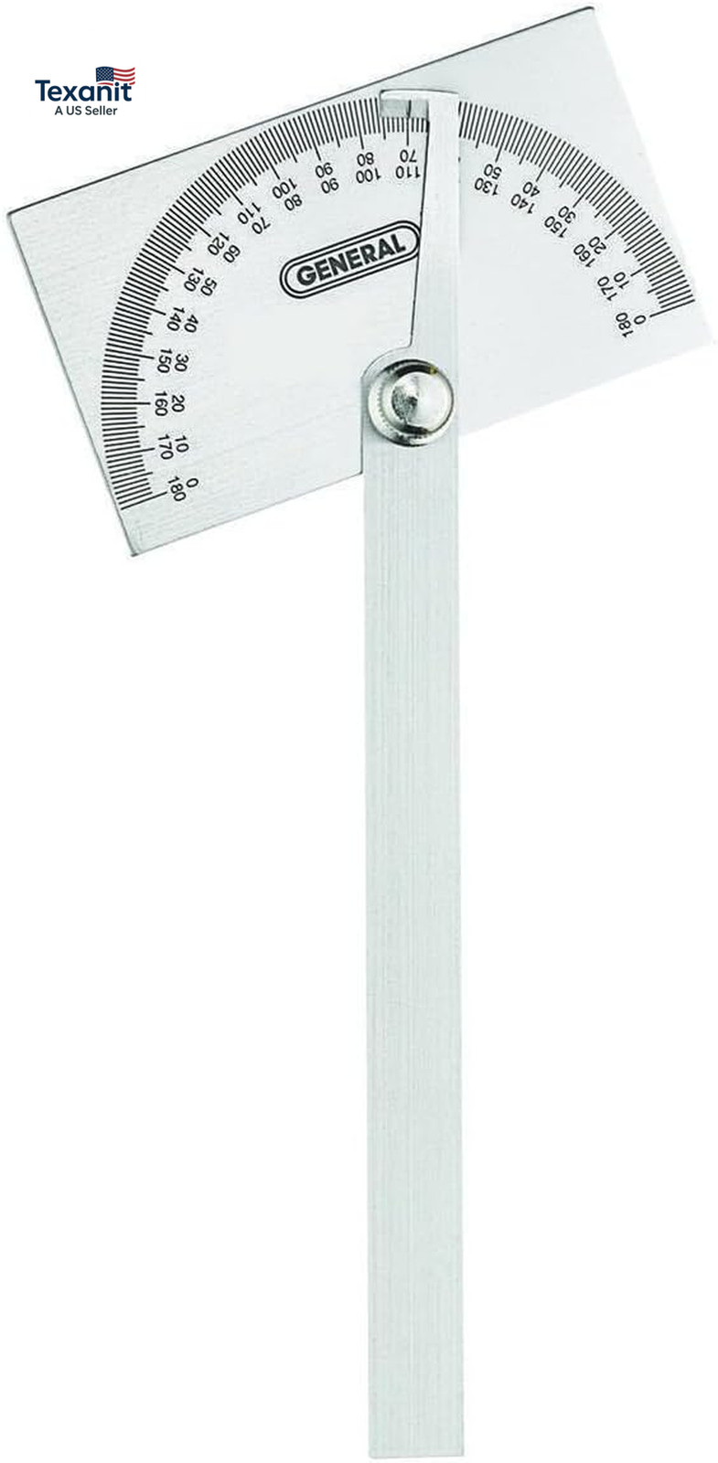 Angle Protractor #17 Stainless Steel Square Head - Measuring Tool for Carpenters