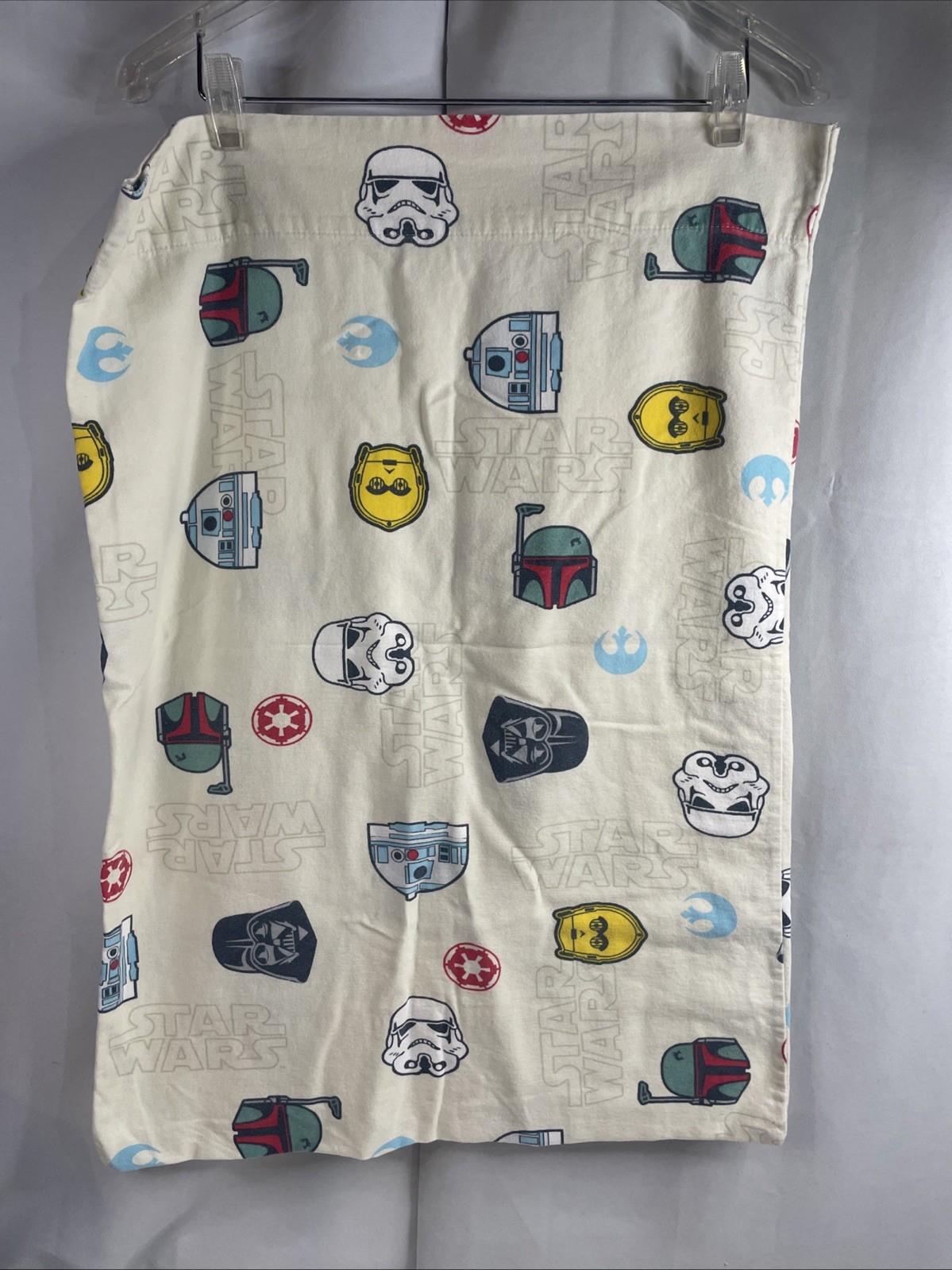 Vtg STAR WARS Darth Vader R2-D2 Troopers Boba Fett Cotton Flannel Pillow Case