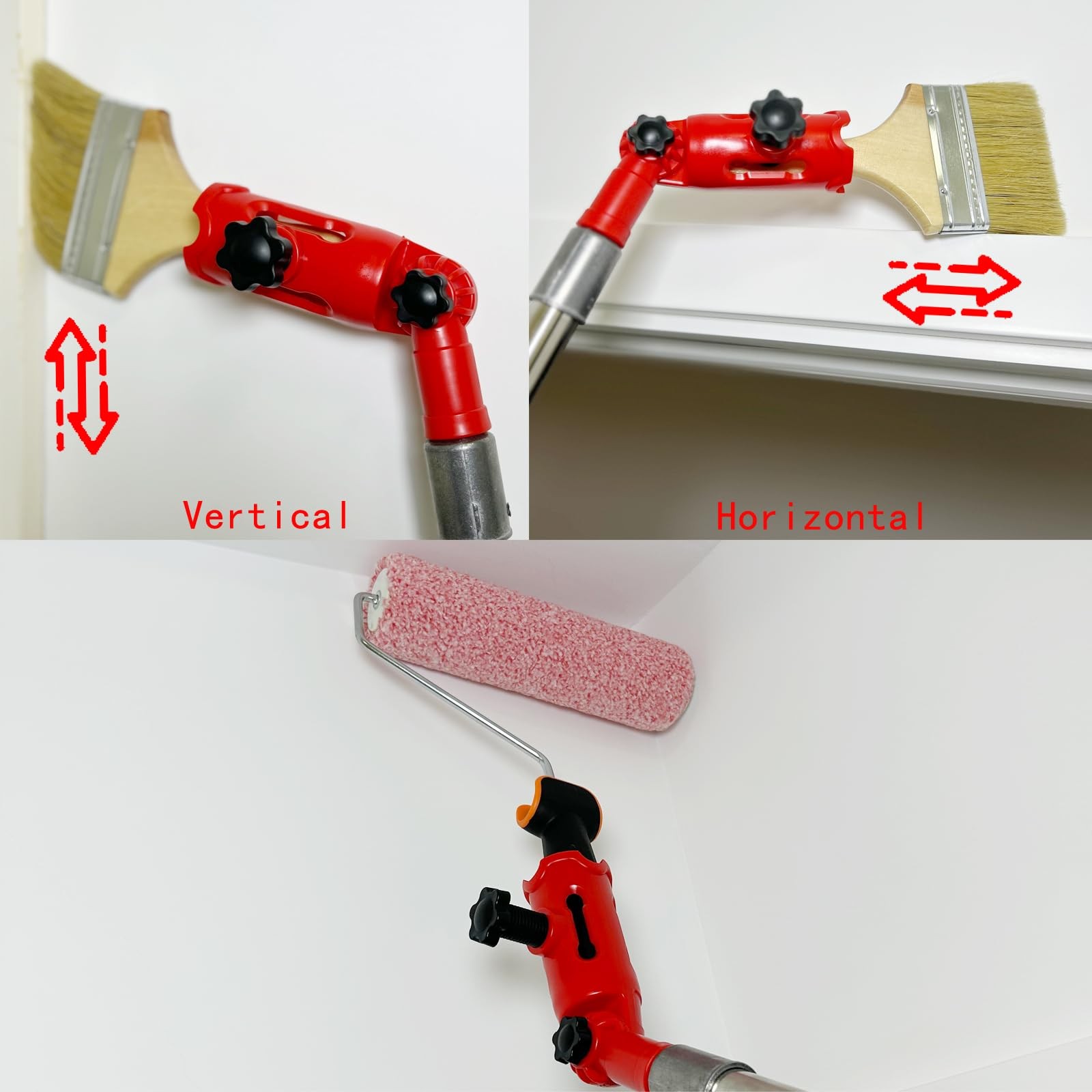 Multi-Angle Paint Brush Extender for High Ceilings, Extension Pole Attachment