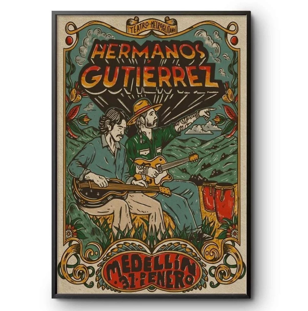 Hermanos Gutierrez Medellin 2026 Concert Poster Teatro Metropolitano Gig Art