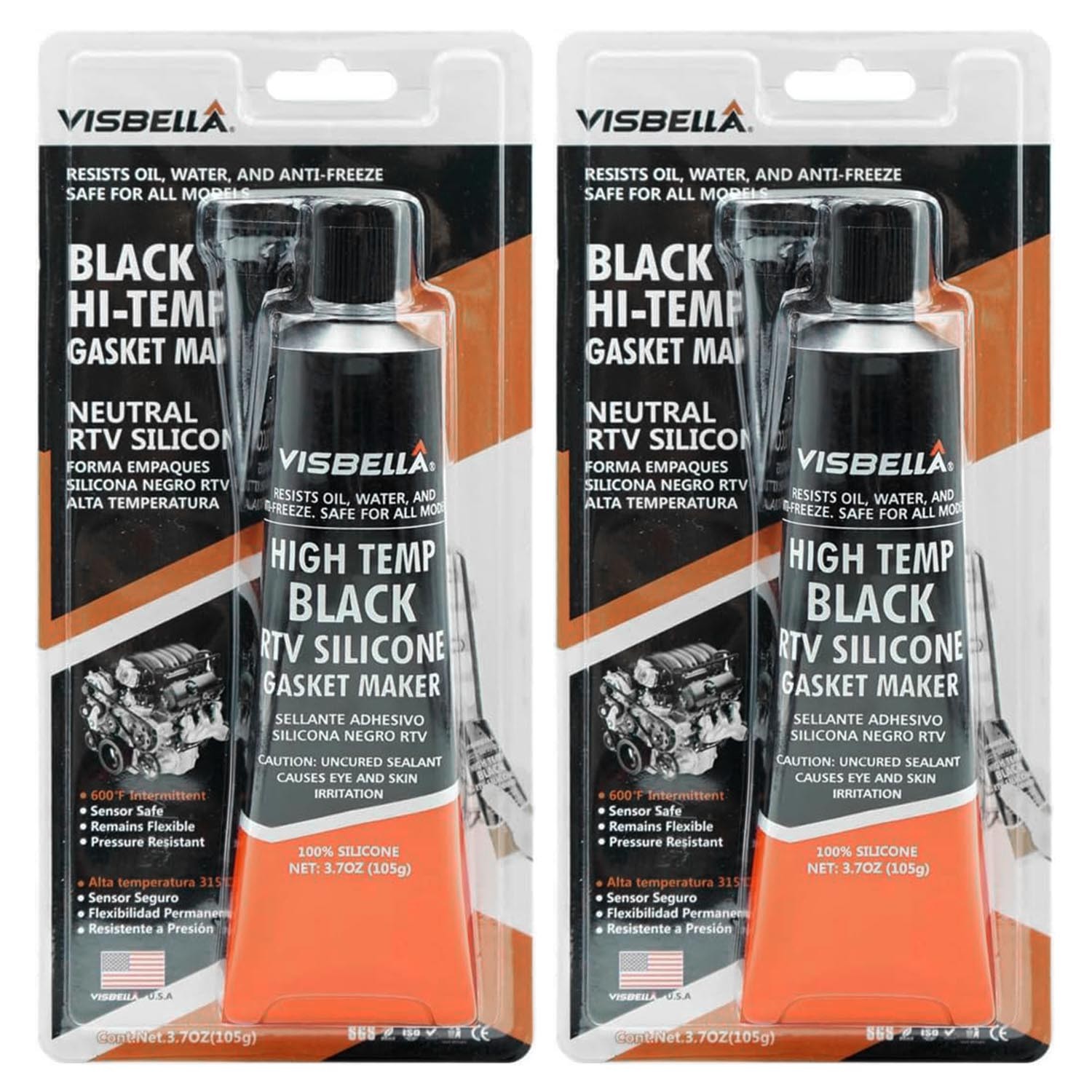 2pcs RTV Silicone Gasket Maker High-Temp Instant Sealant 3.7 oz for auto boat RV