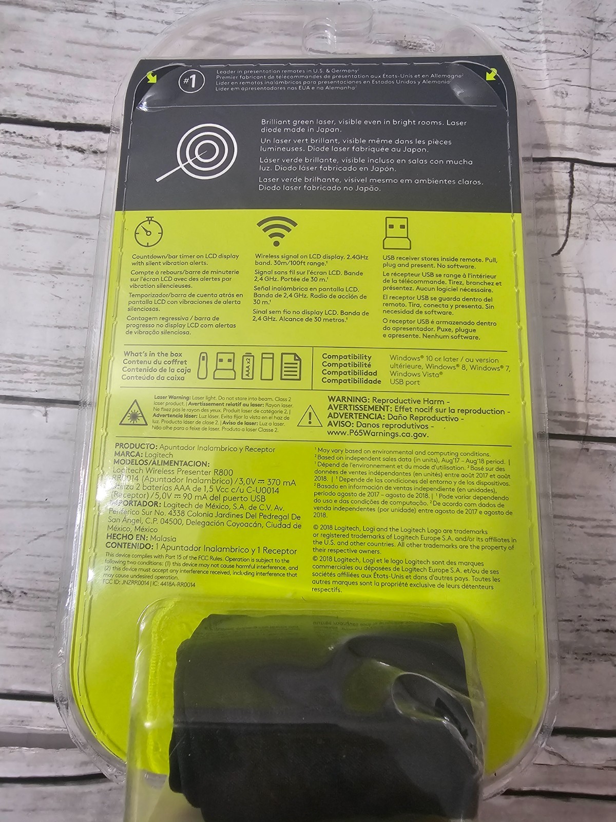 Logitech R800 Laser Presentation Remote Control Black Pointer SEALED