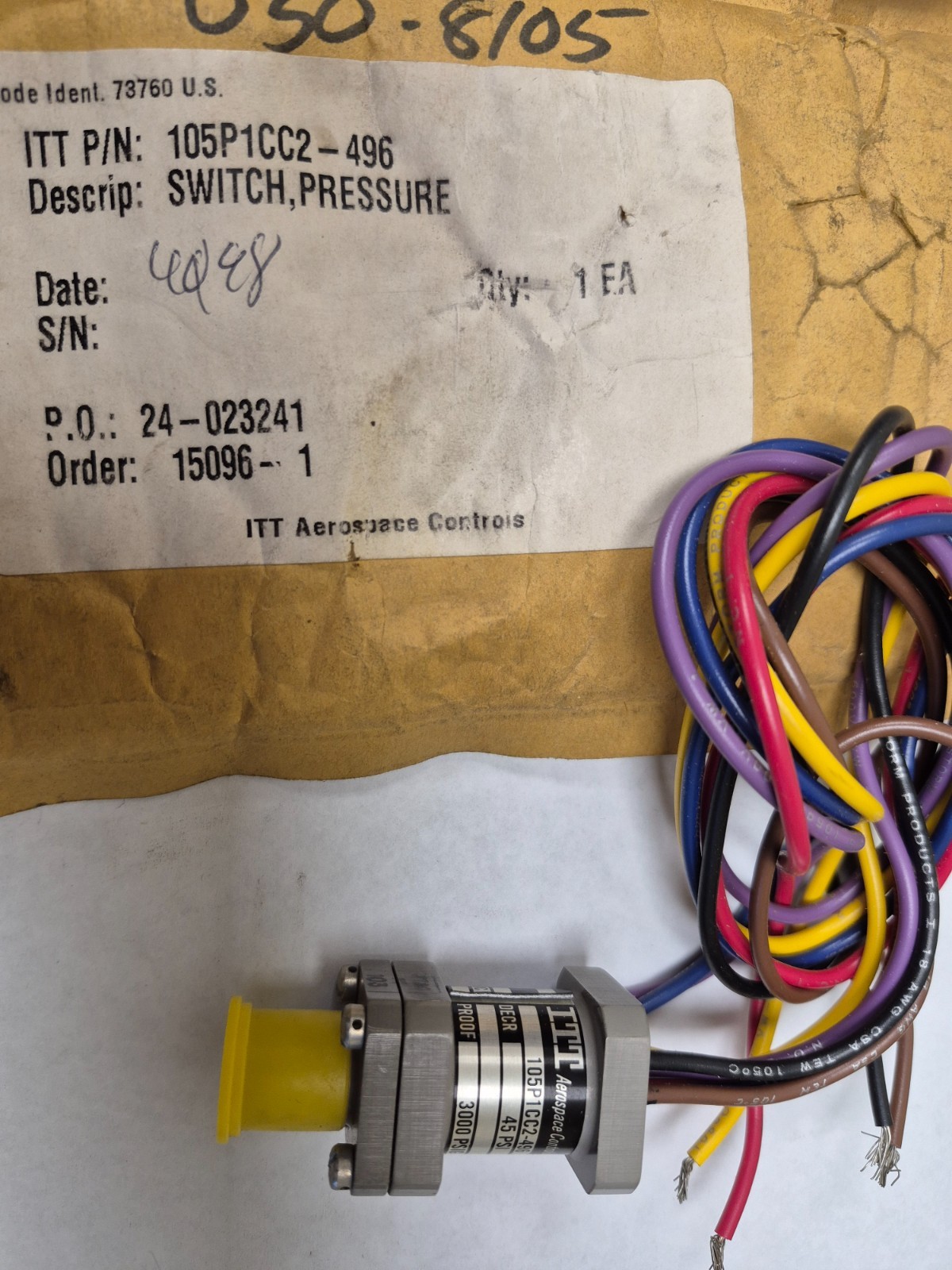 105P1CC2-496 Pressure Switch (ITT Aerospace Controls)