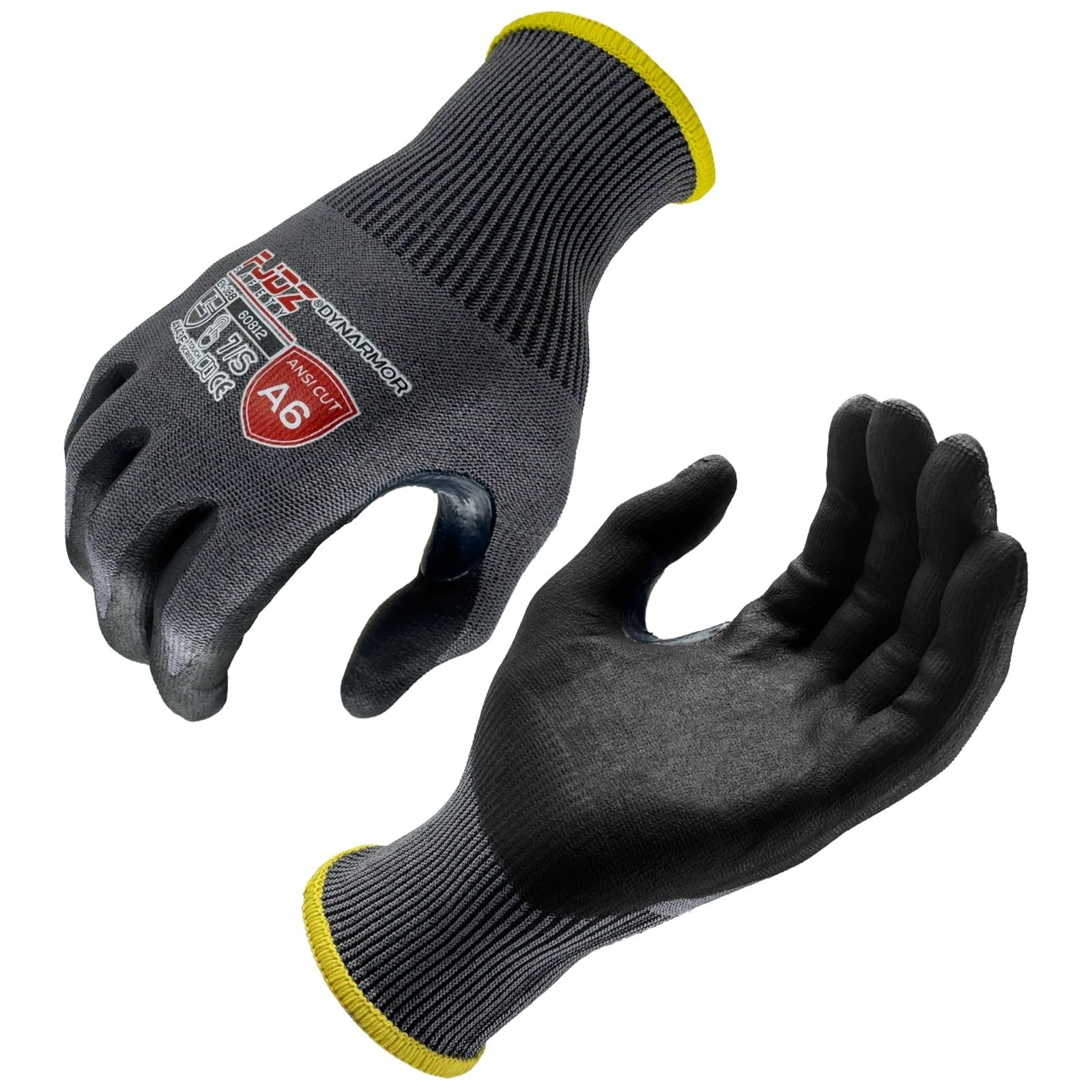 A9 Cut Resistant Work Gloves, 18 Gauge Ultra-light Foam Nitrile Coated Touchs...