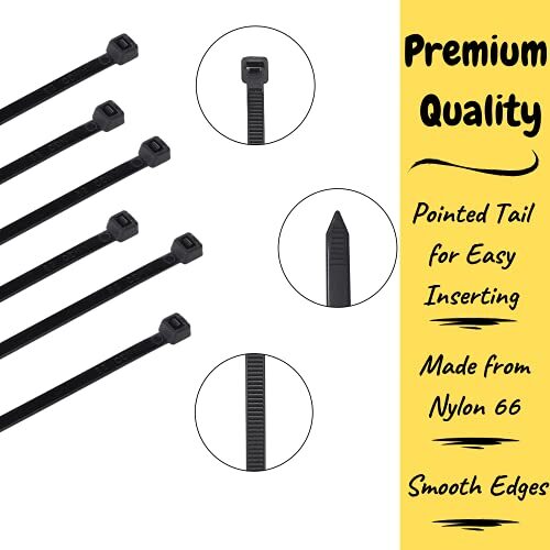 Cable Zip Ties Nylon Self Locking Wire Ties 4 inch 200 Pieces Black