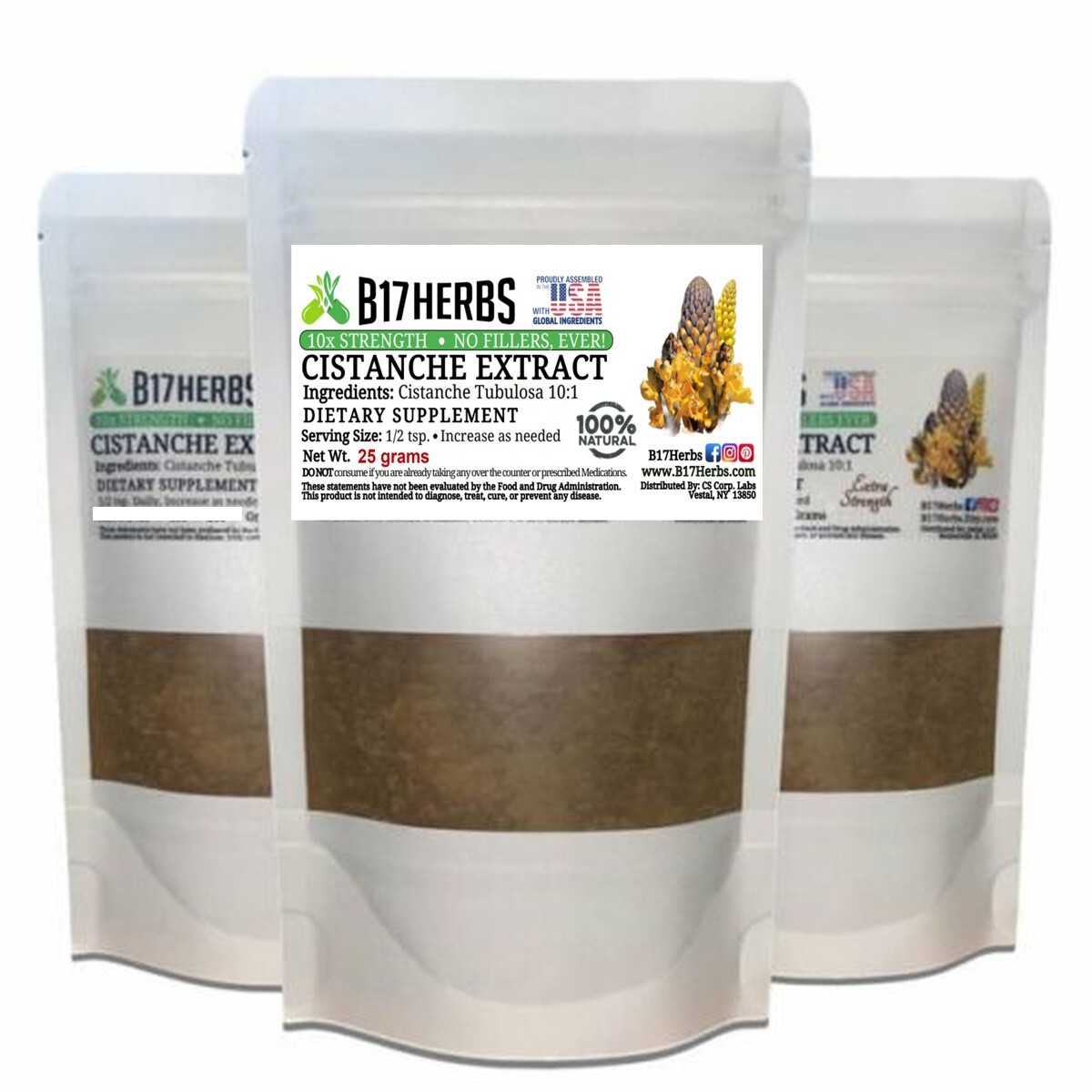 Cistanche Tubulosa Extract 10:1 Powder - All Natural - 25 Grams