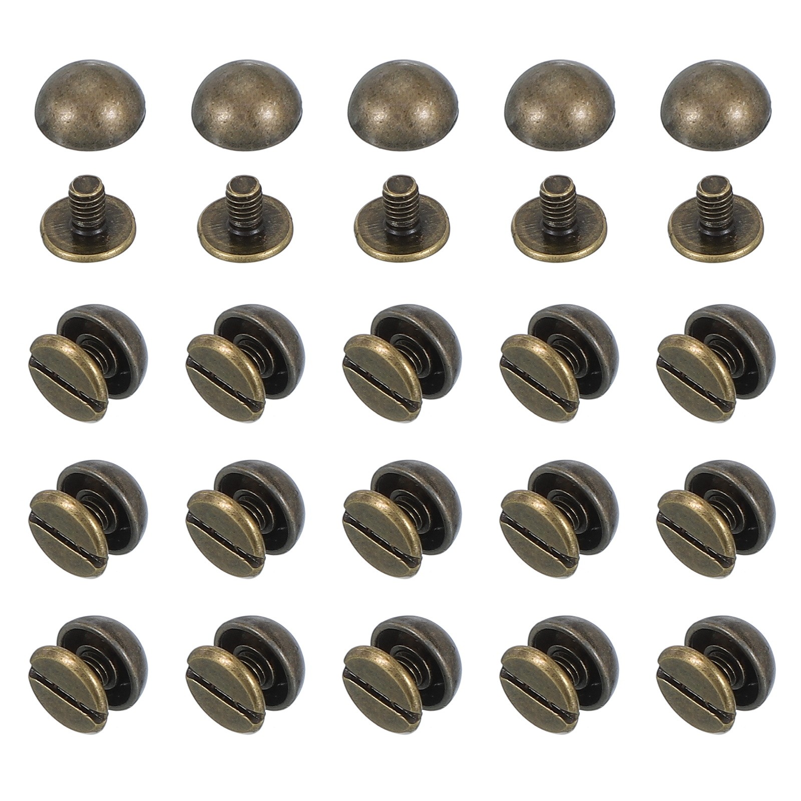 5/16" Dome Spikes Studs, 20 Sets Nailhead Screw Back Rivets for Craft, Bronze