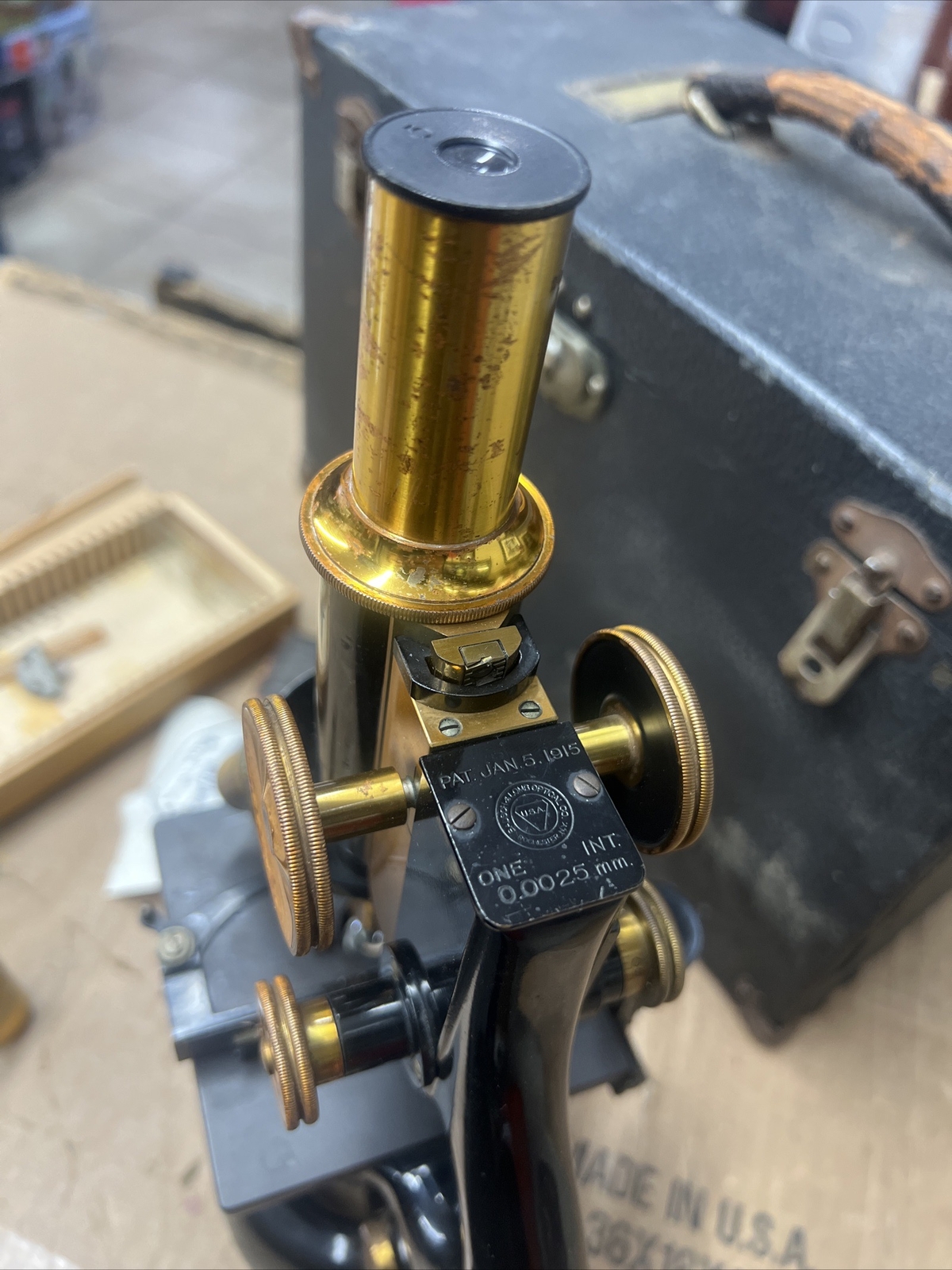 Vintage Rare 1915 Bausch & Lomb Optical Co. Iron and Brass Microscope